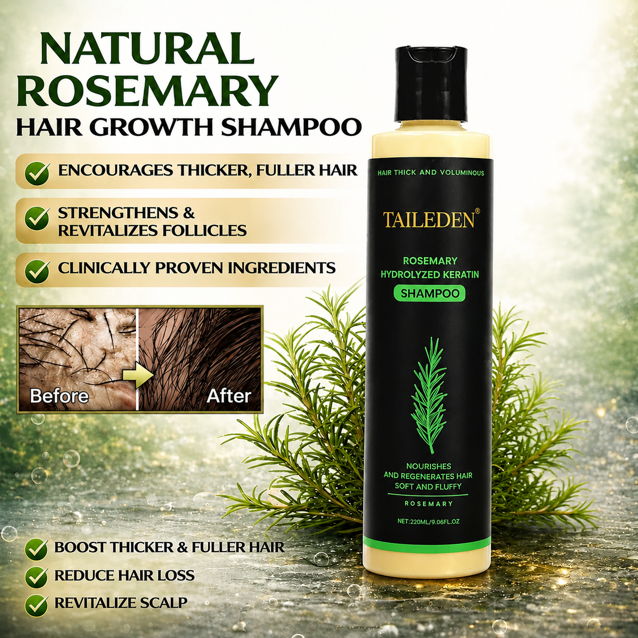 LAST DAY 50% OFF - Organic Rosemary Hair Growth Shampoo