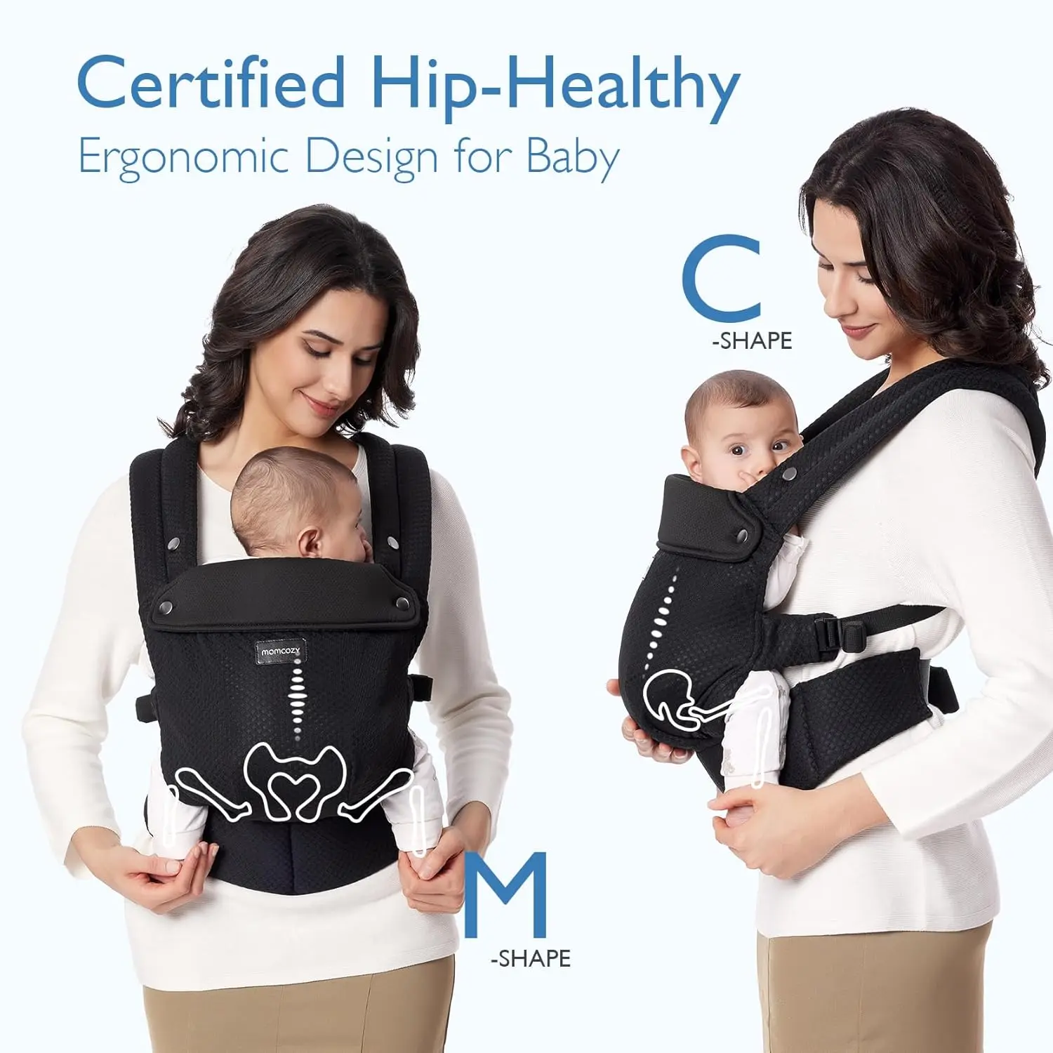 Ergonomic Baby Carrier – Lightweight, Hands-Free Comfort with Lumbar Support for Infants & Toddlers 7–44 lbs