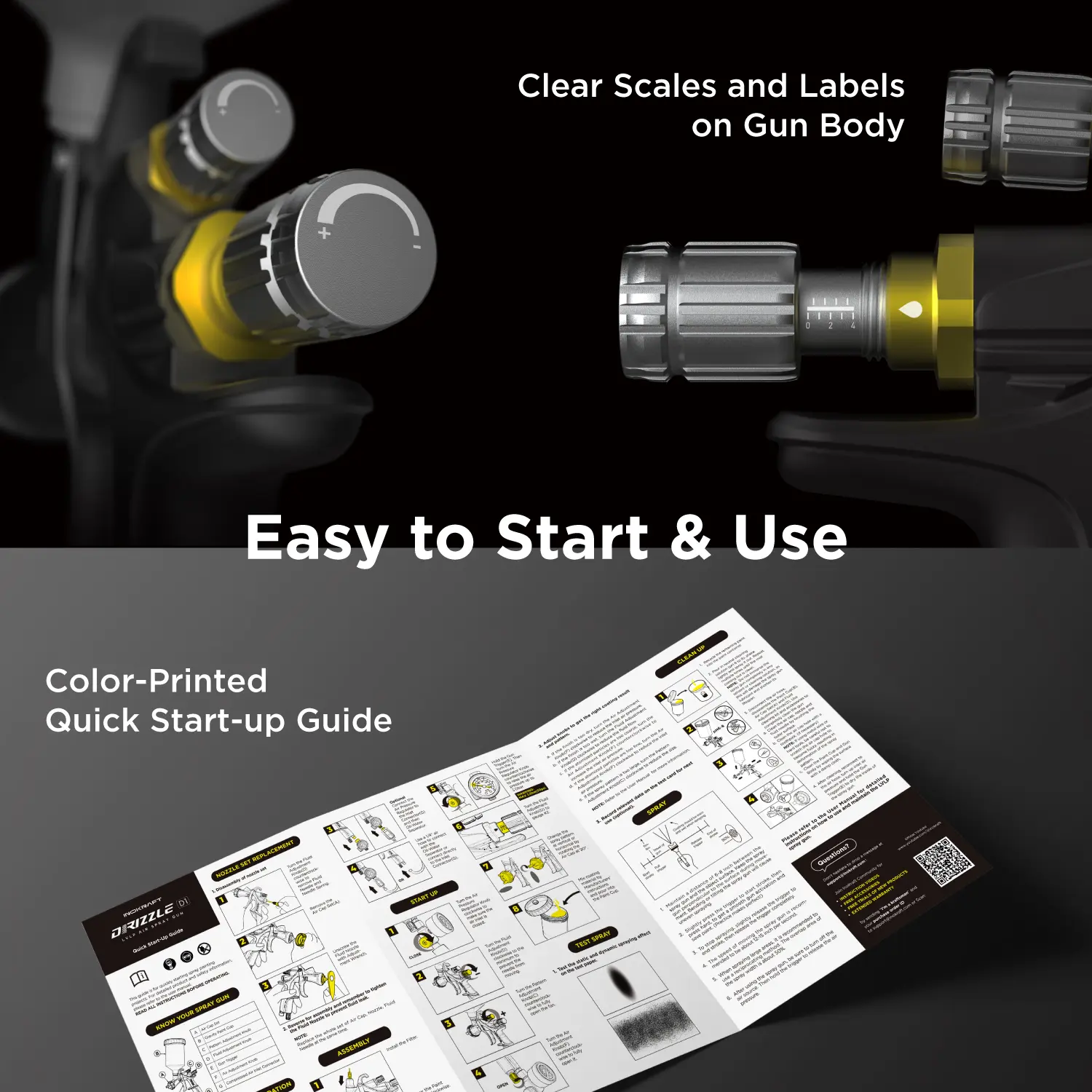 Spray Gun Premium & Basic Kit for Cars & House DIY Painting Superior Quality Atomization Efficient Transfer Easy Operation One-Piece Forged Aluminum Body Teflon Coating