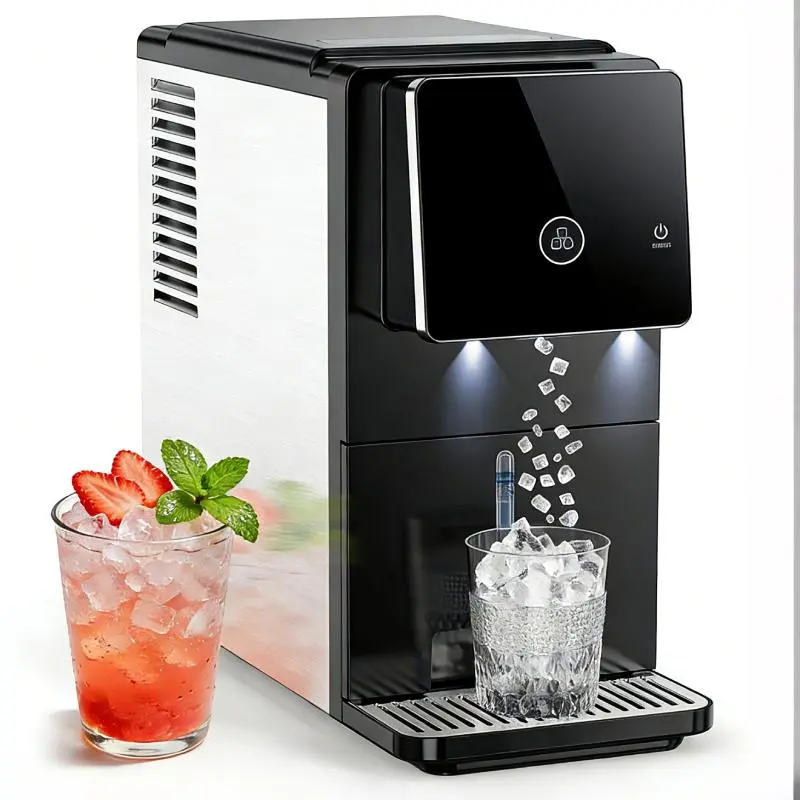 Ice Maker Dispenser, Self Dispensing Pellet Ice Machine, 33lbs/24H, 15Mins Quick Ice Make, 33lbs Sonic Ice Storage, Ice Full Indicator, Self-Cleaning, Kitchen, Office,  Bar, Party