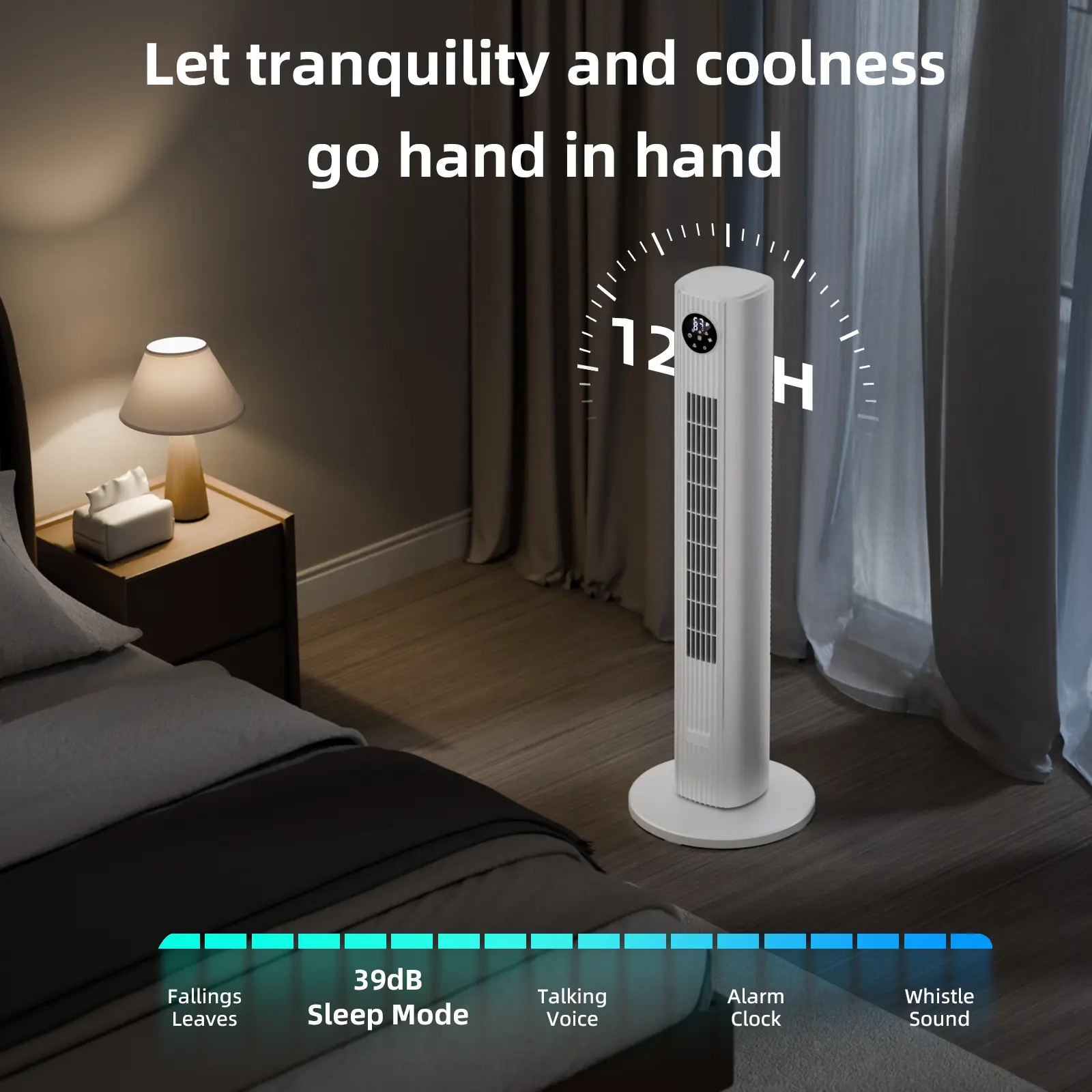 Tower Fan - Bladeless, Remote Control, 85° Oscillation