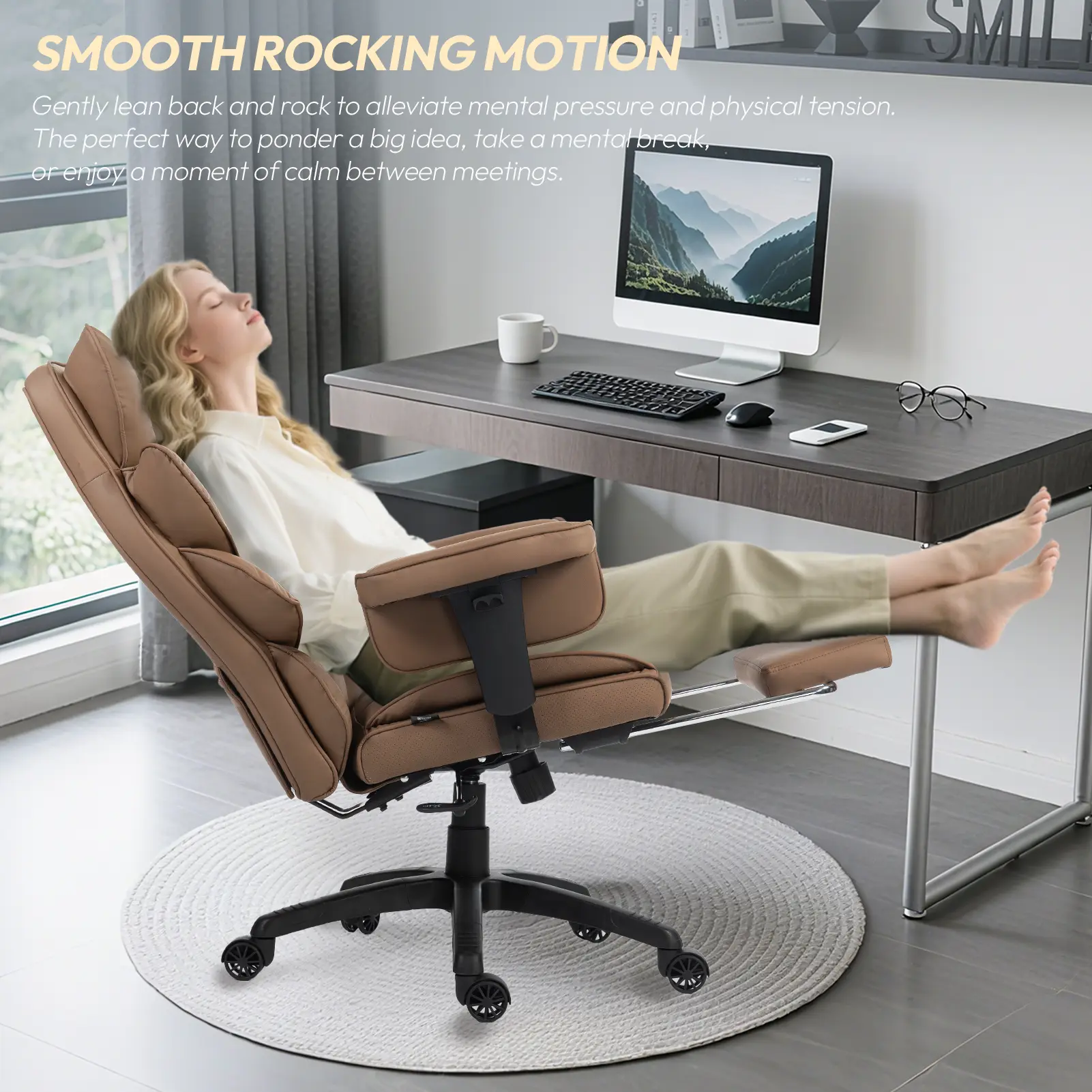 Ergonomic Executive Office Chair – Pocket Spring Lumbar Support, Adjustable High Back, Footrest & 3D Armrests