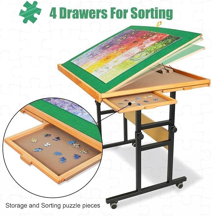 LAST DAY CLEARANCE – Puzzle Table with Legs for Comfortable Puzzle Building & Easy Storage