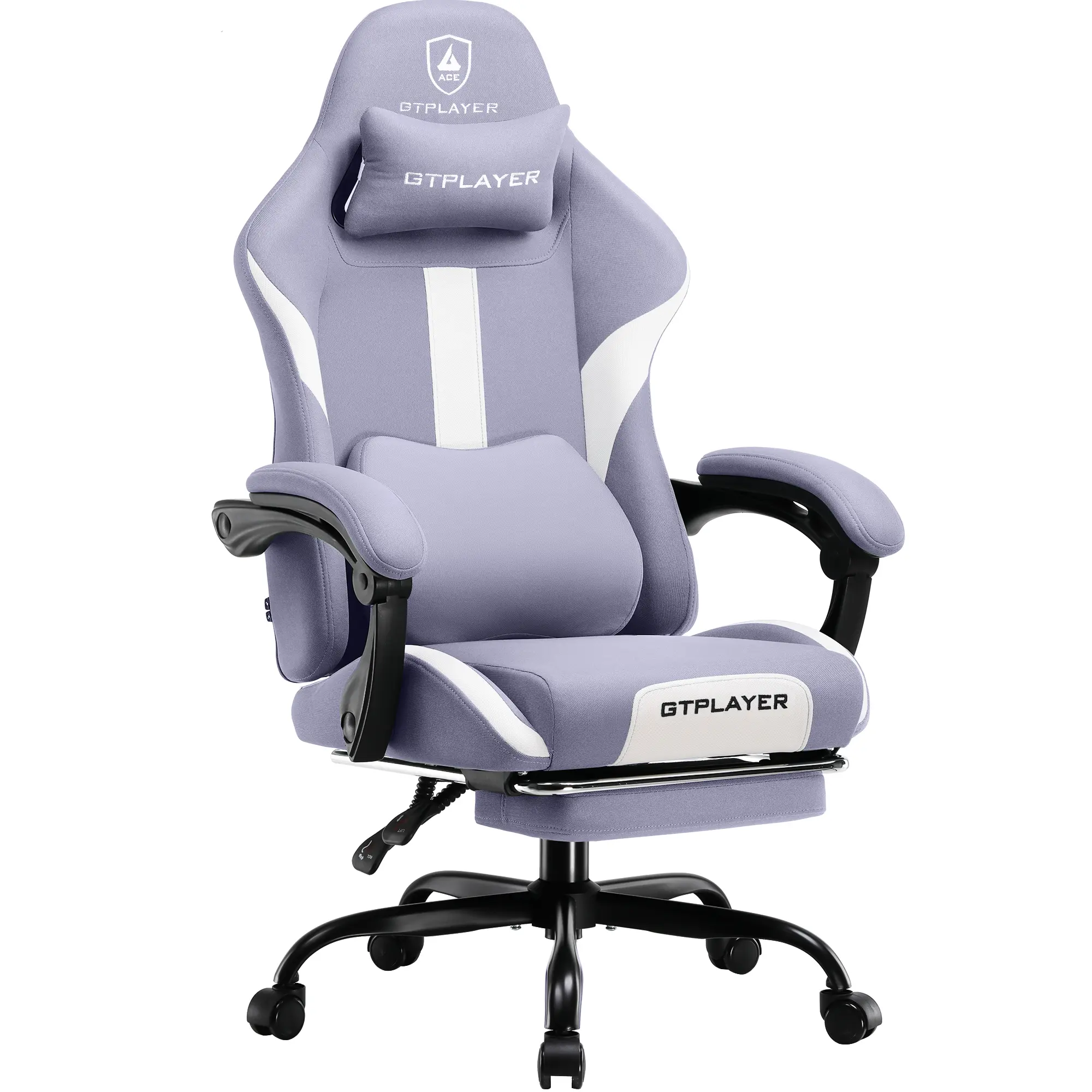 PU Leather Computer Gaming Chair - Ergonomic 360° Swivel Office & Man Cave Furniture with Padded Arms, Footrest, Lumbar Support, Headrest, Height Adjustment (Pearl White)