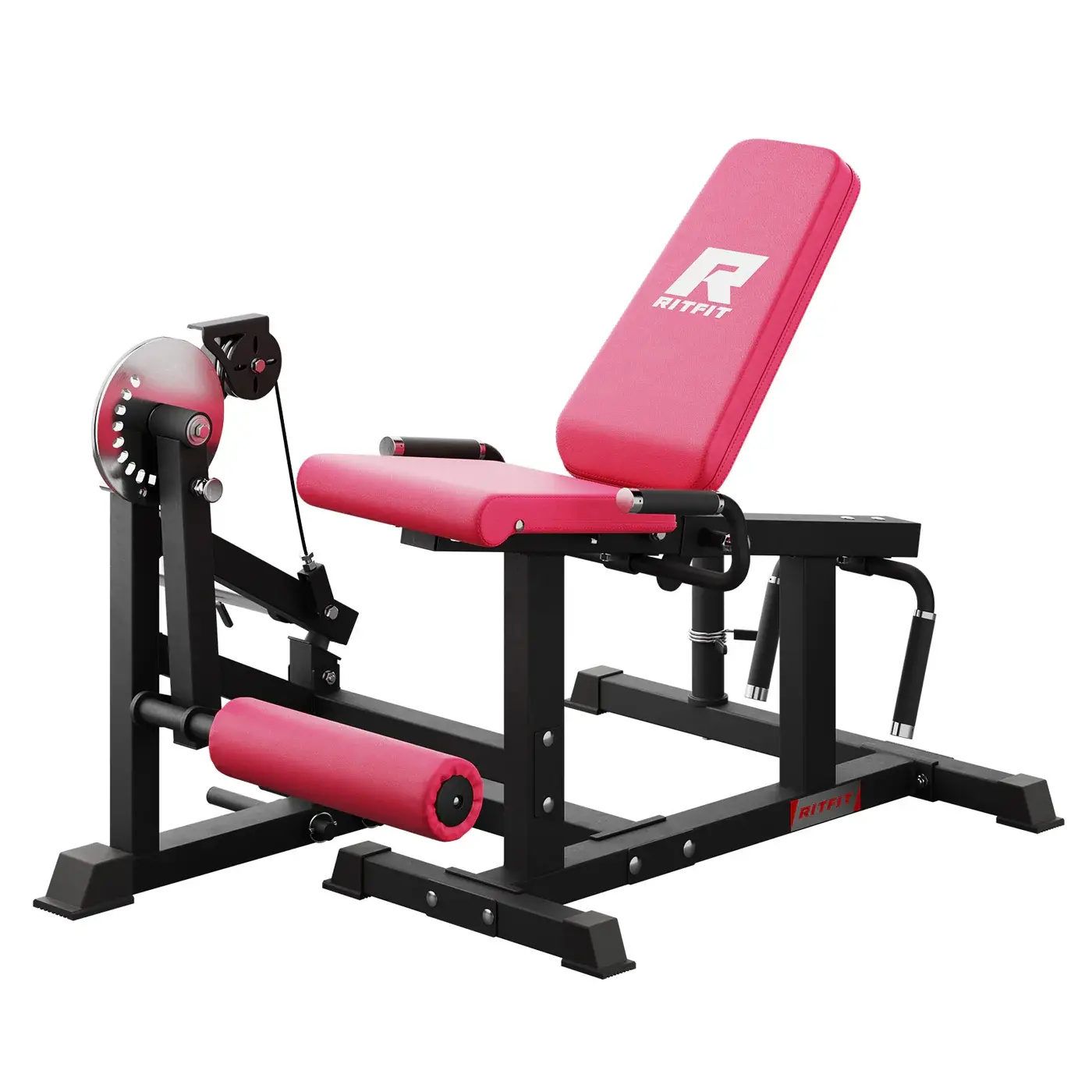 3-in-1 Multifunctional Home Gym Strength Training Equipment - Leg Extension, Leg Curl & Hip Thrust Glute Device, 325LB Capacity, 4 Adjustable Backrest Angles, 2'' Weight Plates,