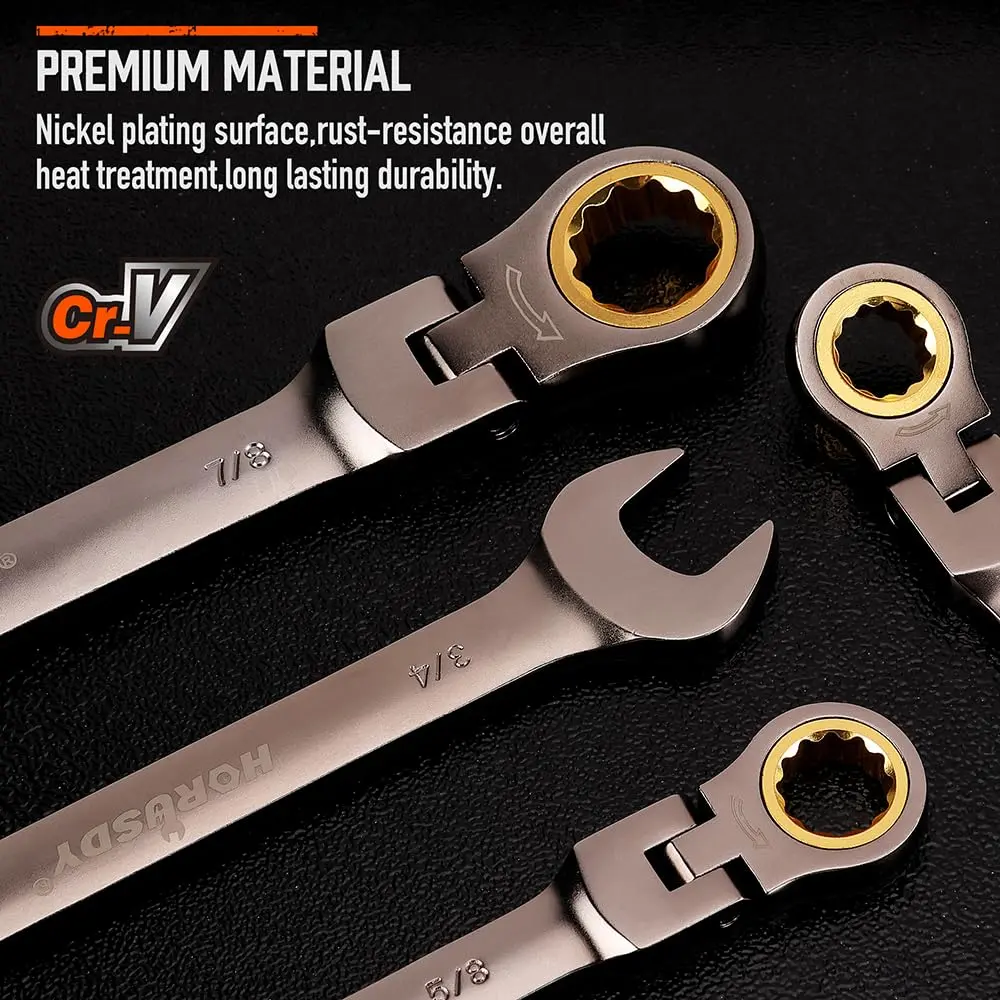 【Father's Day Gift】24PC Flex-Head Ratcheting Wrench Set | Metric and SAE | Ratchet Combination Wrenches Set with Organizer | 72-Teeth | Chrome Vanadium Steel Hardware, Gift, Spring Glow Up