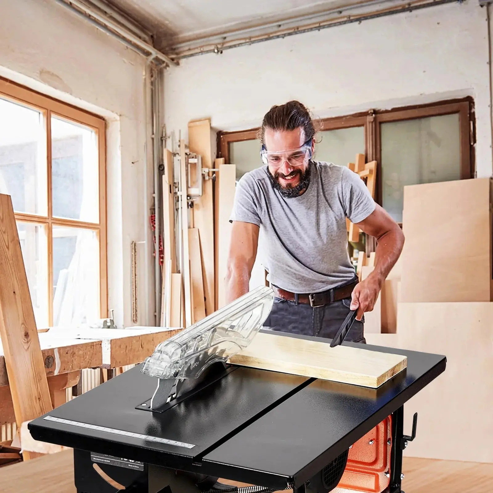 Portable 8-inch Table Saw with 3576RPM Cutting Speed, 24T Blade, and Efficient Dust Collection for Adjustable Cuts