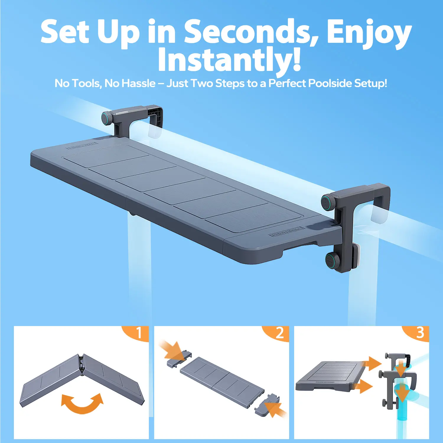 Poolside Swim-Up Bar – Foldable Above-Ground Pool Table for Round & Oval Pools, Weather-Resistant Design