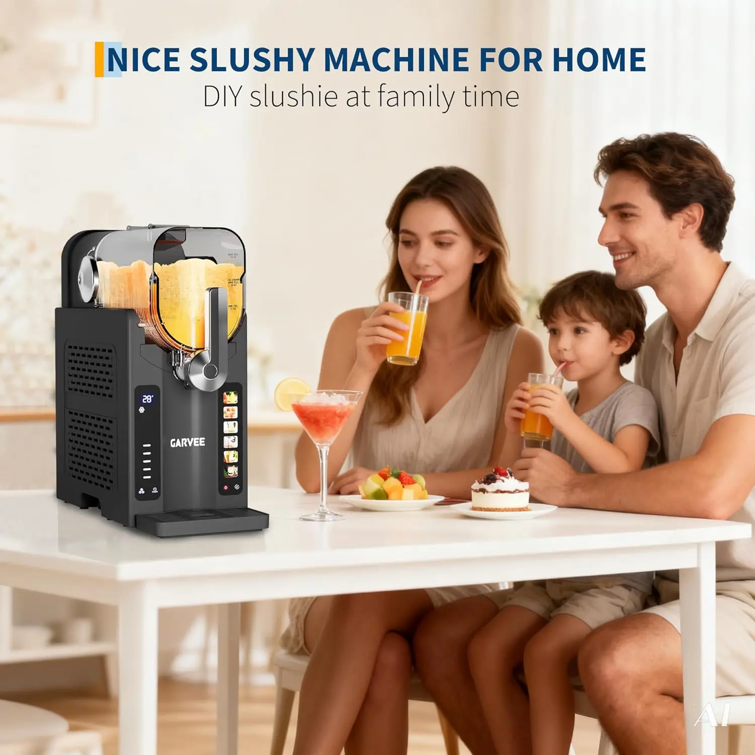 Home Slushie Machine with LED Display and 6 Preset Programs, No Ice Needed, Large 70 Ounce Capacity for Margaritas, Frappés, and Frozen Drinks