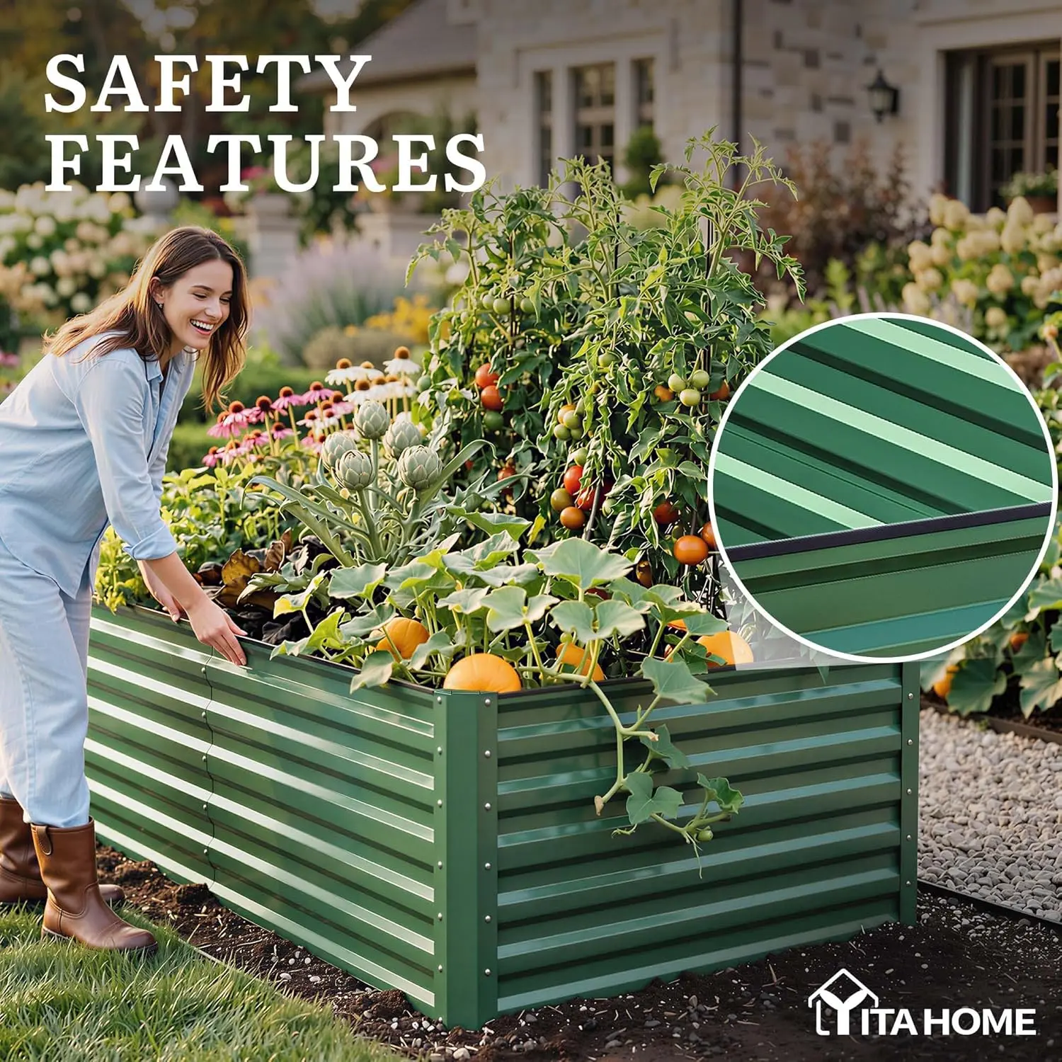 1/2 pcs Raised Garden Bed Kit, with Gloves & Tension Bar, Outdoor Patio Planter Box for Plants Vegetables Flowers