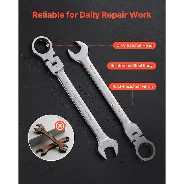 30-Piece Multifunctional Flex-Head Ratcheting Wrench Set