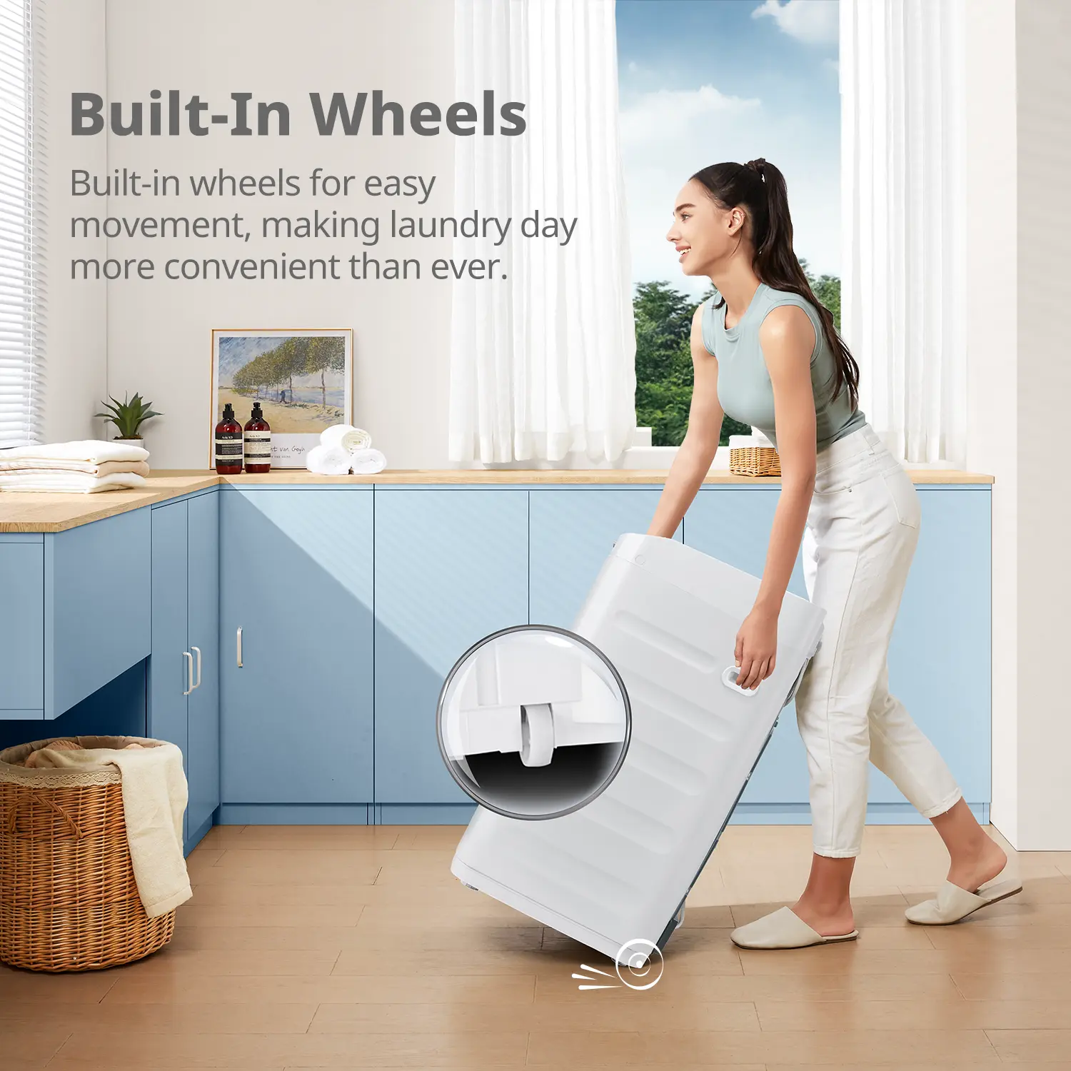 Portable Washing Machine – Compact Full-Automatic Washer with LED Display, 5 Wash Cycles & Built-In Drain Pump