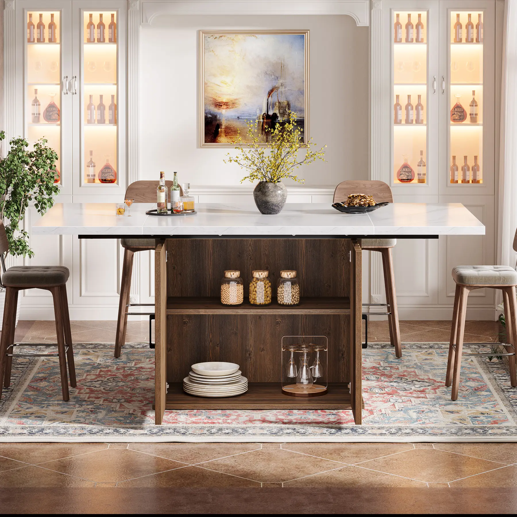 55'' Farmhouse Dining Table – Modern Wood Kitchen Table for 4–6 People, Perfect for Family Gatherings