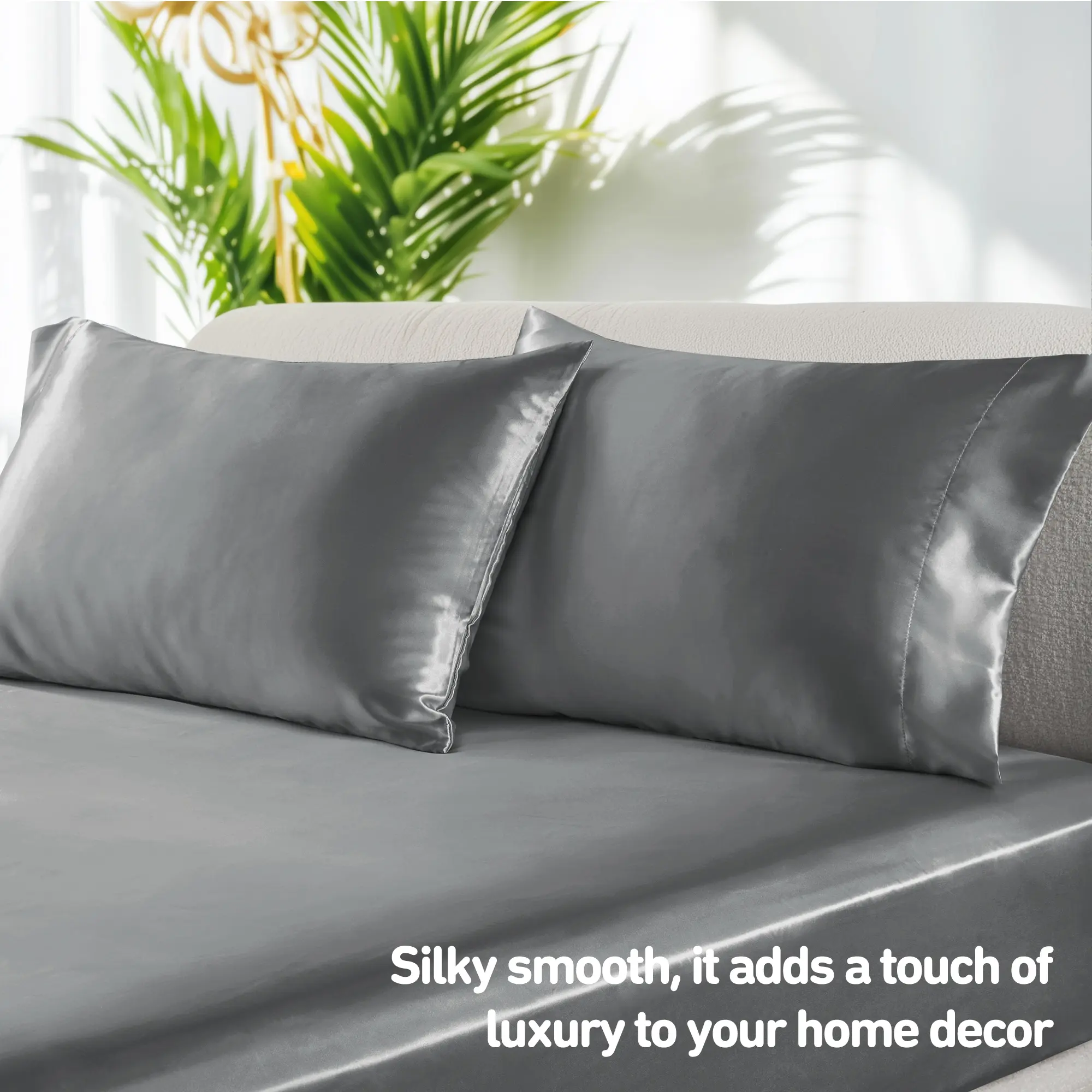 6 Piece Solid Color Satin Sheets Set