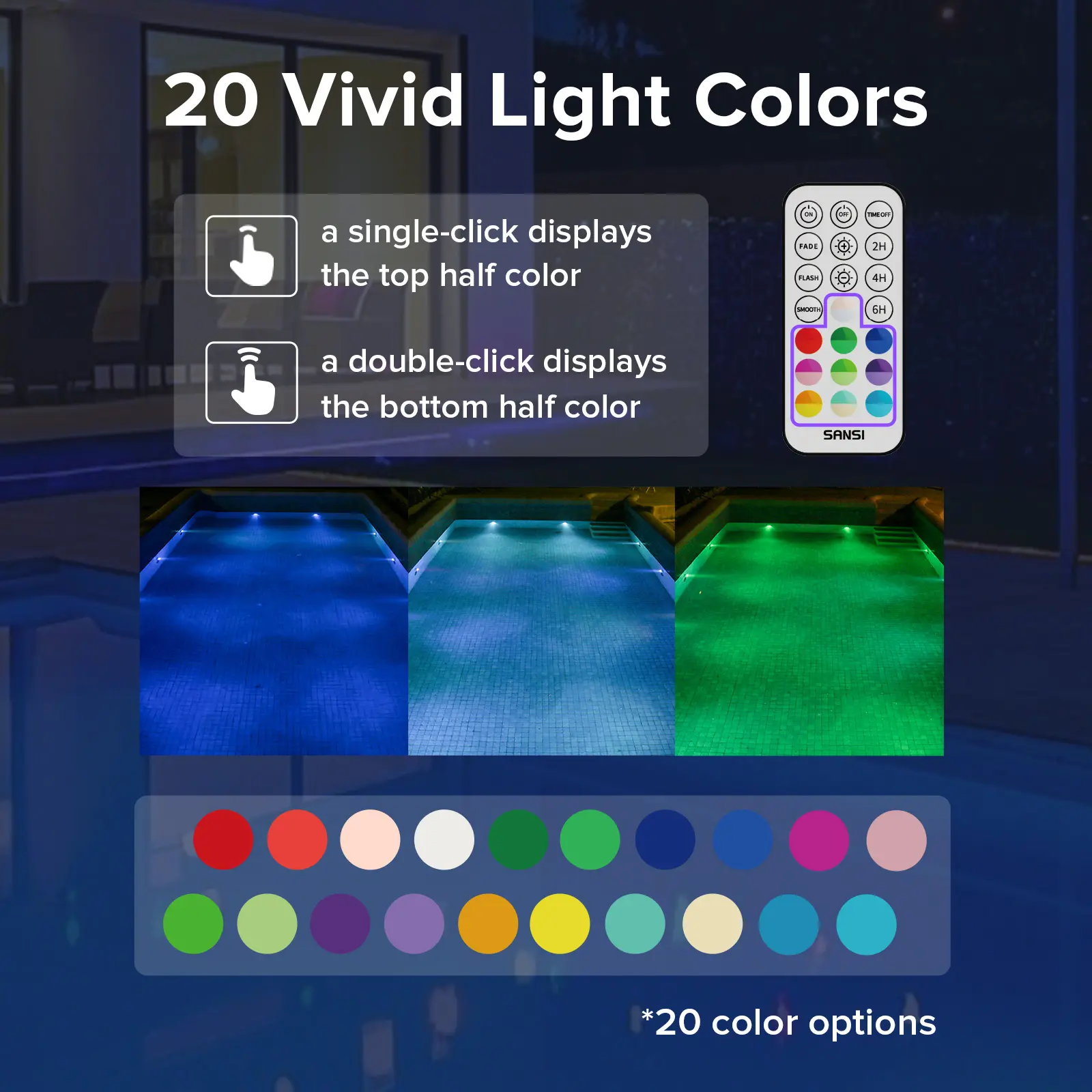 RGB Pool Lights with RF Remote & Timer – Waterproof, Battery Operated, Flash/Fade/Smooth Modes, Magnetic & Suction Installation – Portable for Showers, Pools, Outdoors – Perfect for Garden SummerVibes