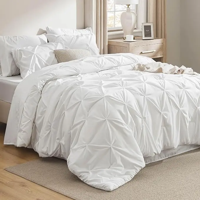 Soft Pintuck Comforter Set – 4/7 Piece Ultra-Soft All-Season Bedding Set with Elegant Hotel-Style Design