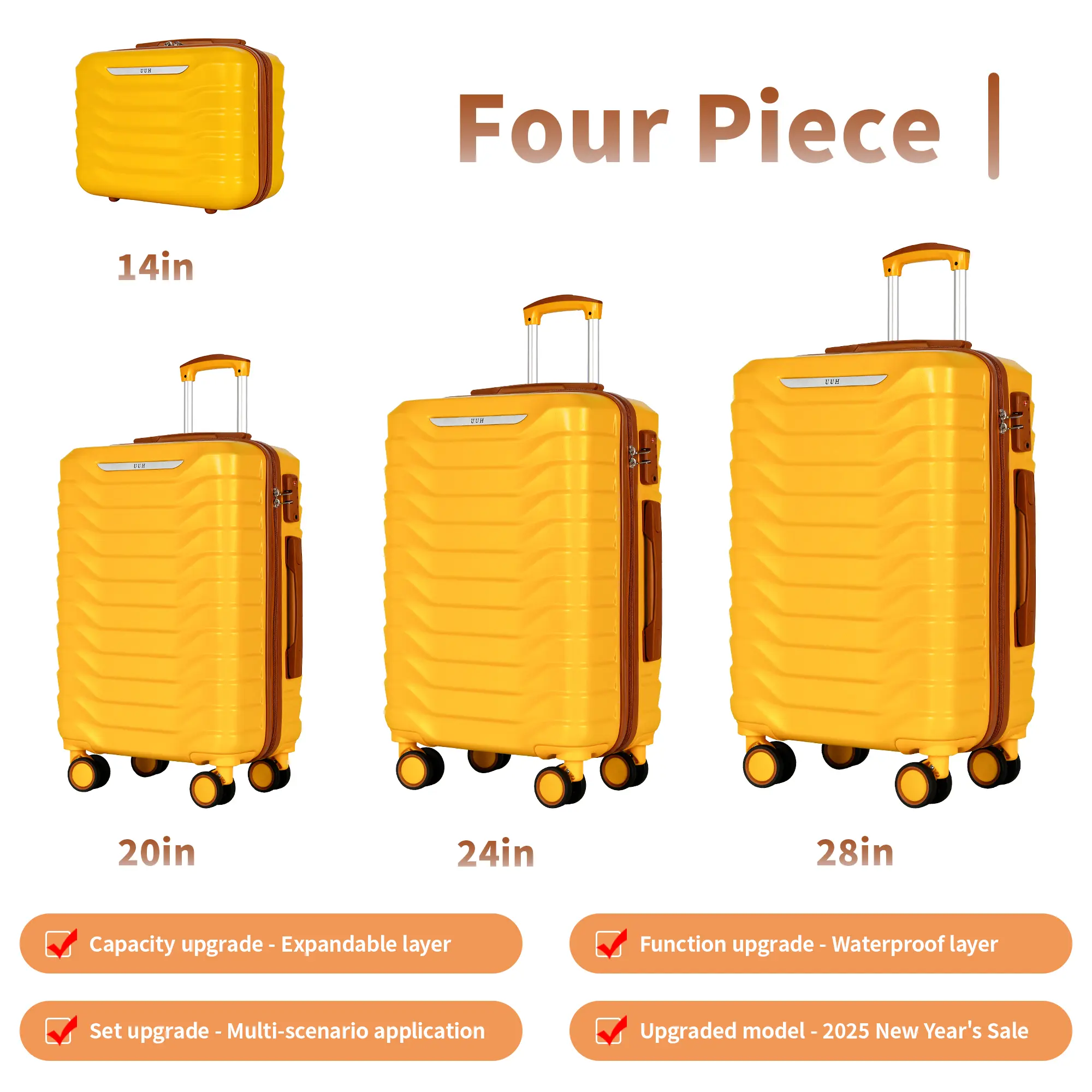 Expandable Luggage Sets 9pcs/8pcs/7pcs/4pcs Suitcase Sets With Water-Proof and Expandable Layer Makeup Bag Side Hooks And TSA Lock