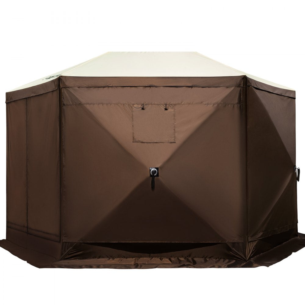 Special Offer Camping Gazebo Screen Tent, 12*12ft, 6 Sided Pop-up Canopy Shelter Tent with Mesh Windows, Portable Carry Bag, Stakes, Large Shade Tents for Outdoor Camping