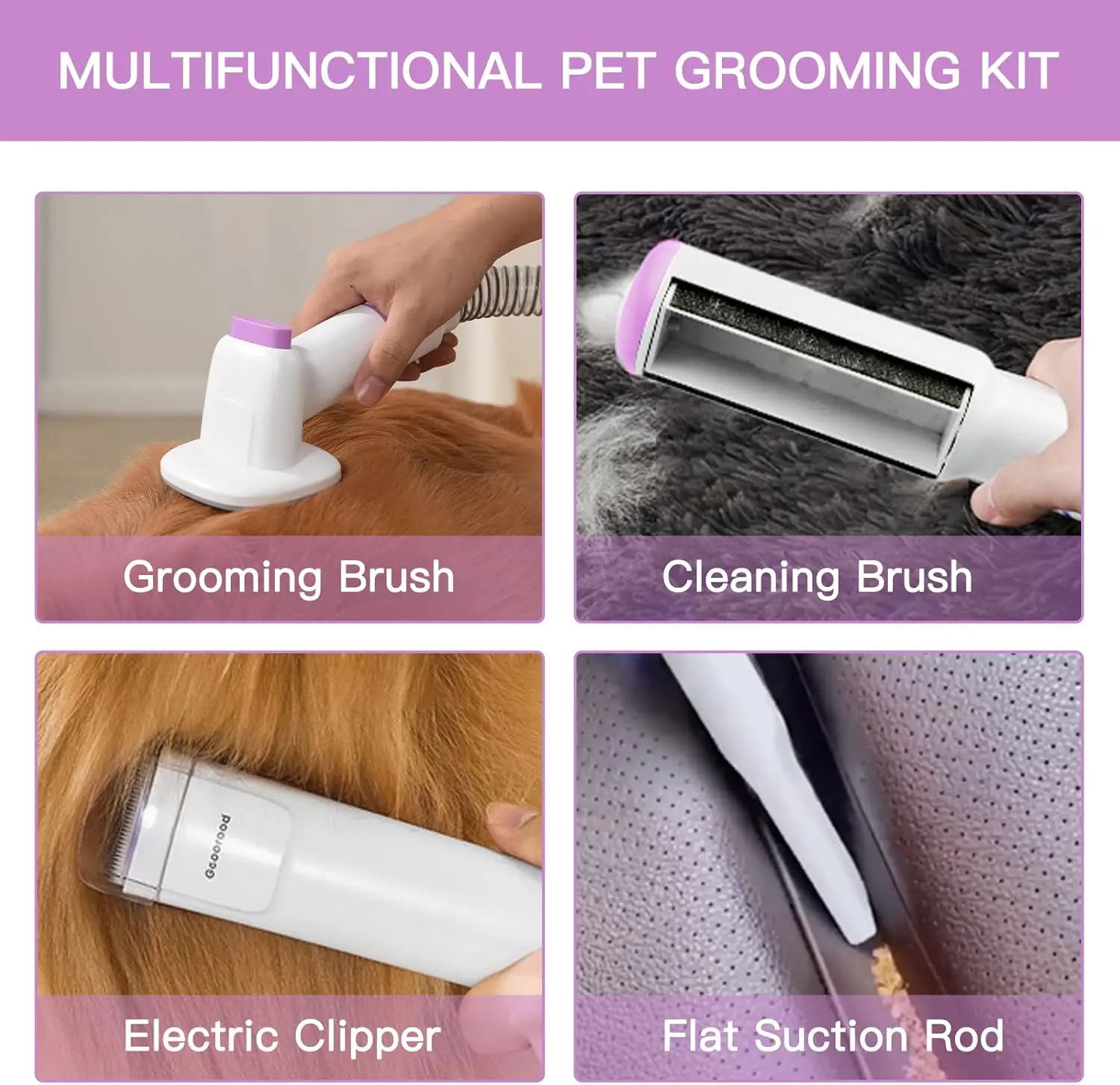 Dog Grooming All-in-One Kit with Vacuum Brush 2.5L Large Pog, Stainless Steel Blades Lightweight Design 13KPa Suction Force Portable Cleaning Set #Summervibes #petlovers