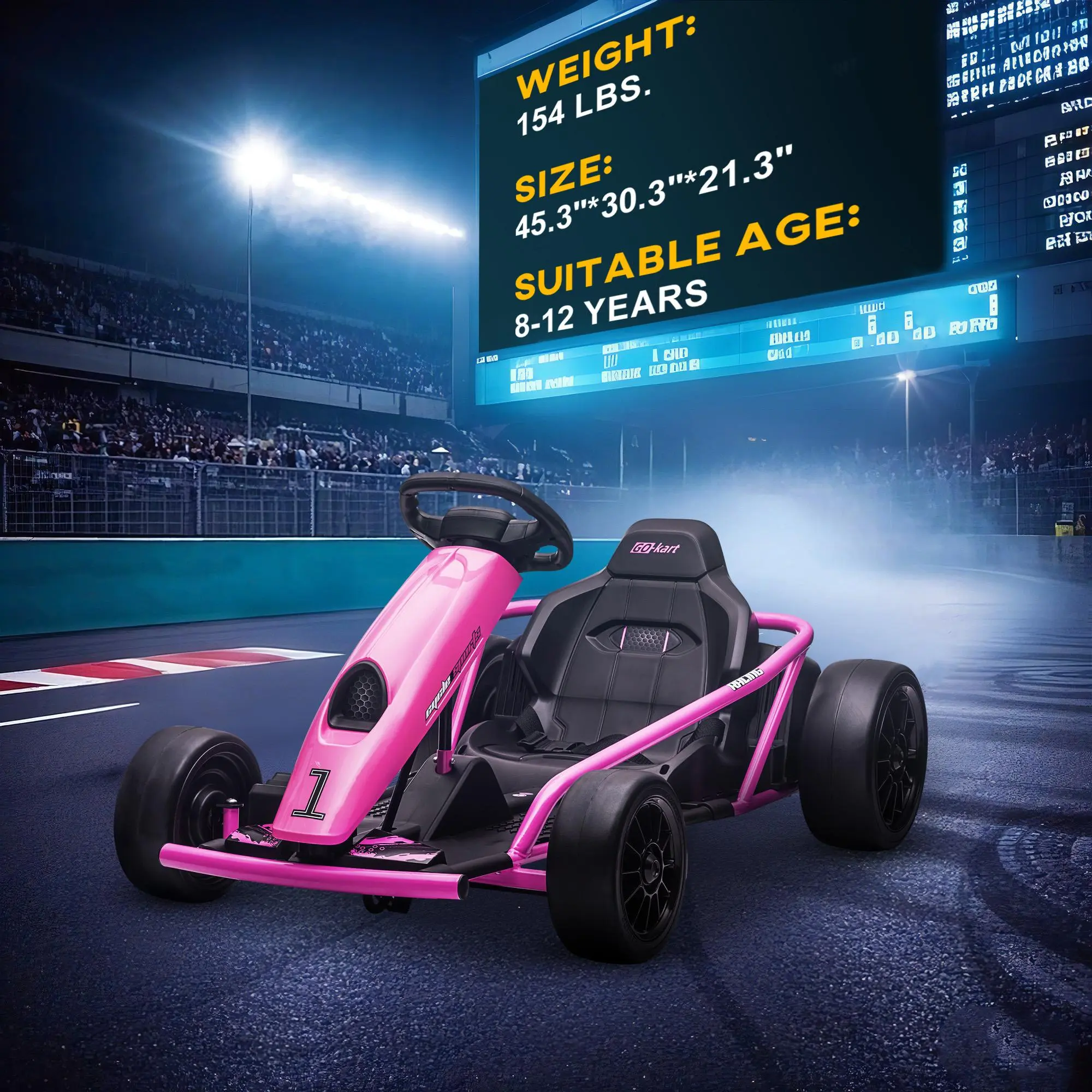 24V Electric Go-Kart – Kids Drifting Ride-On Car with Music, Horn & Speeds up to 8.1 MPH
