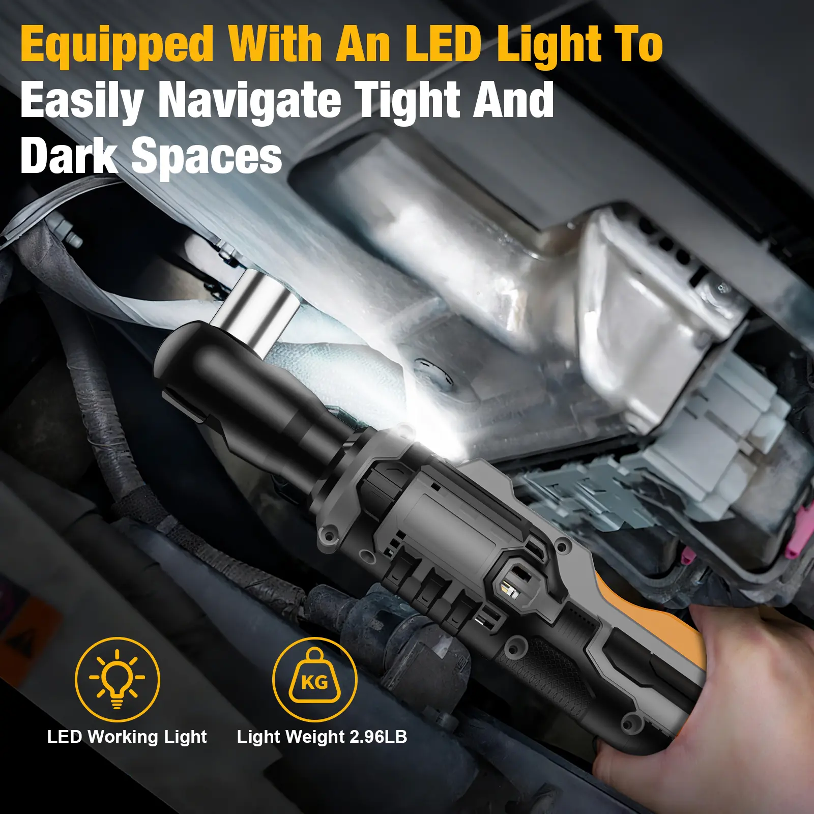 3/8" Electric Ratchet, 250RPM, 2 x 21V Batteries, With Variable Speed, 8 Sockets, 1/4" and 1/2" Adapter, 3" Extension Bar