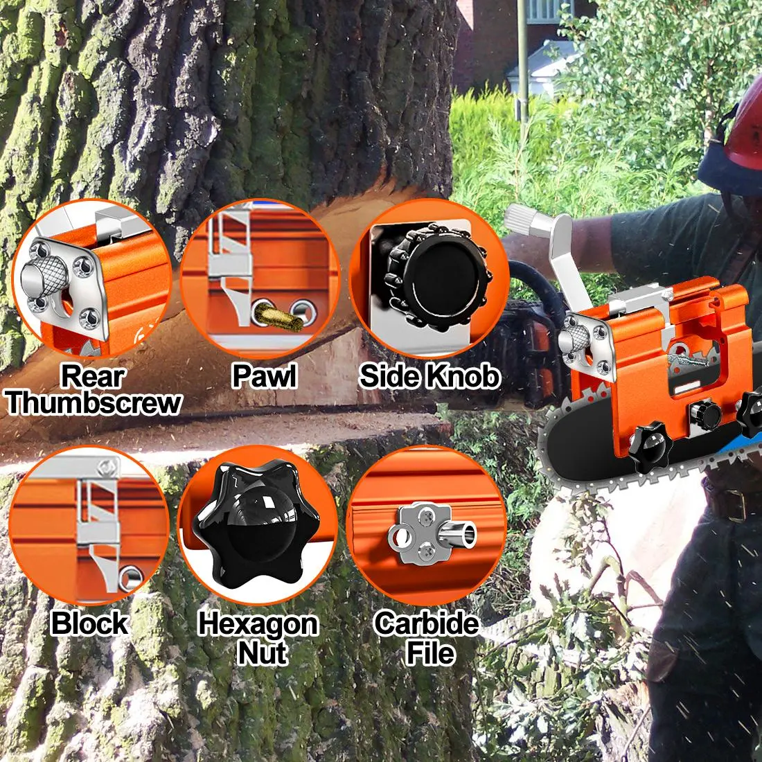 Portable Chain Saw Sharpener Jig - Universal Manual Chainsaw Sharpening Tool Kit with Grinding Stones & Cleaning Brush for Lumberjacks & Gardening