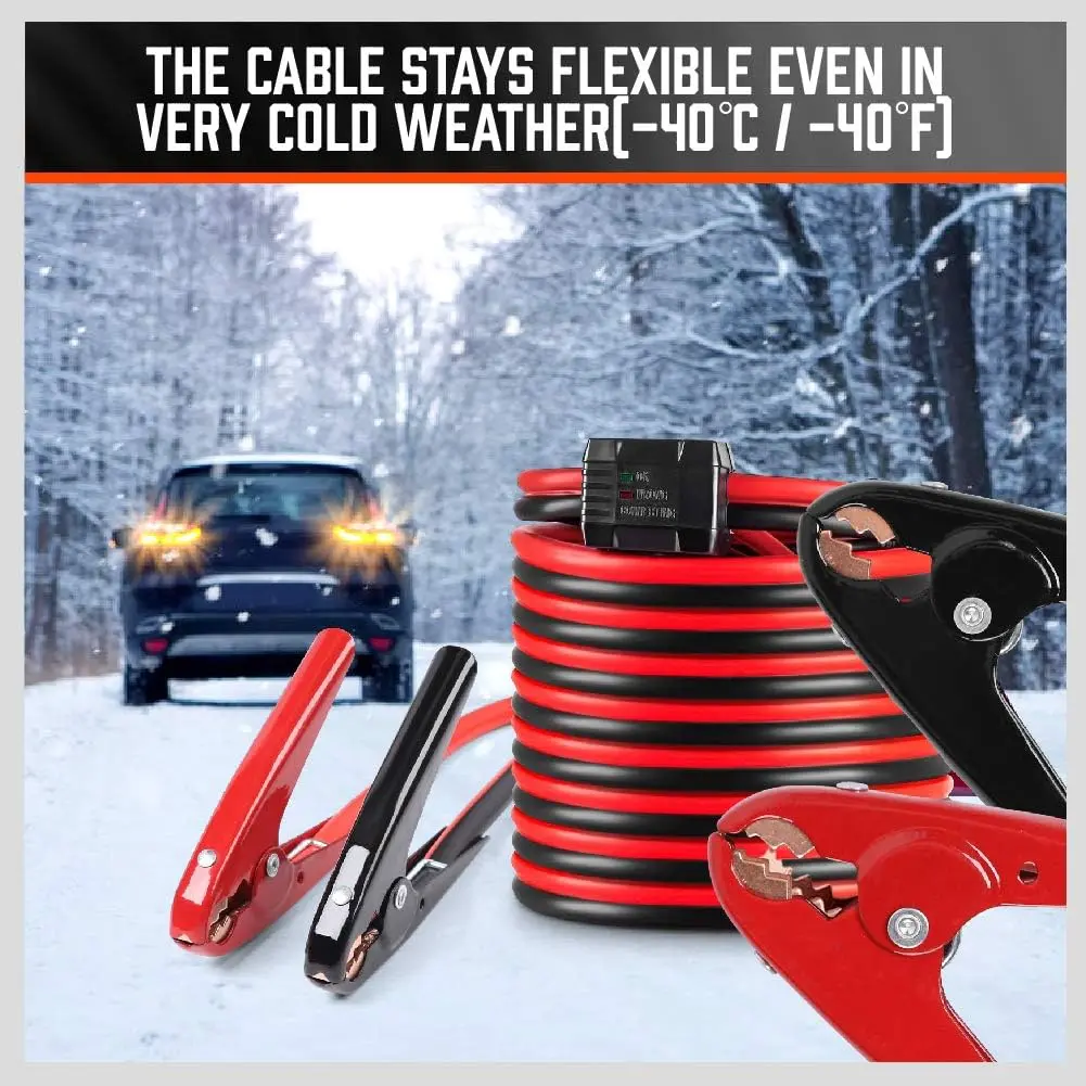 25FT Jumper Cables, 1-Gauge 800A Heavy Duty Jumper Battery Cables 25 Ft Booster Jump Start