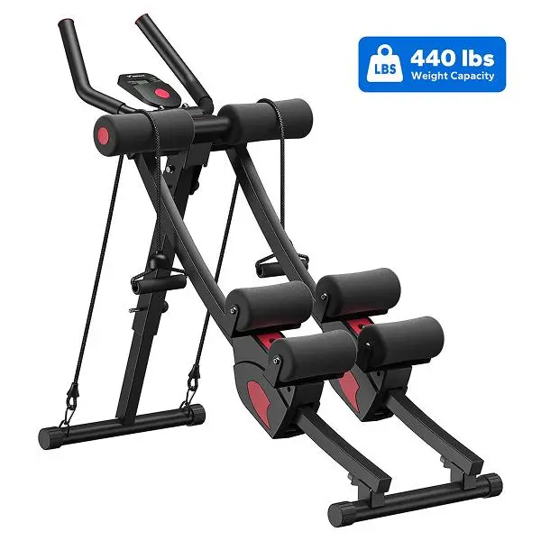 Dual Track Ab Trainer with LCD Monitor, 440lbs Weight Capacity,Foldable for Easy Storage, Ergonomic Supportive Design, Tones Waist Abs Arms Legs Hips, Ideal for Home Gym Beginners & Daily Fitness Enthusiasts