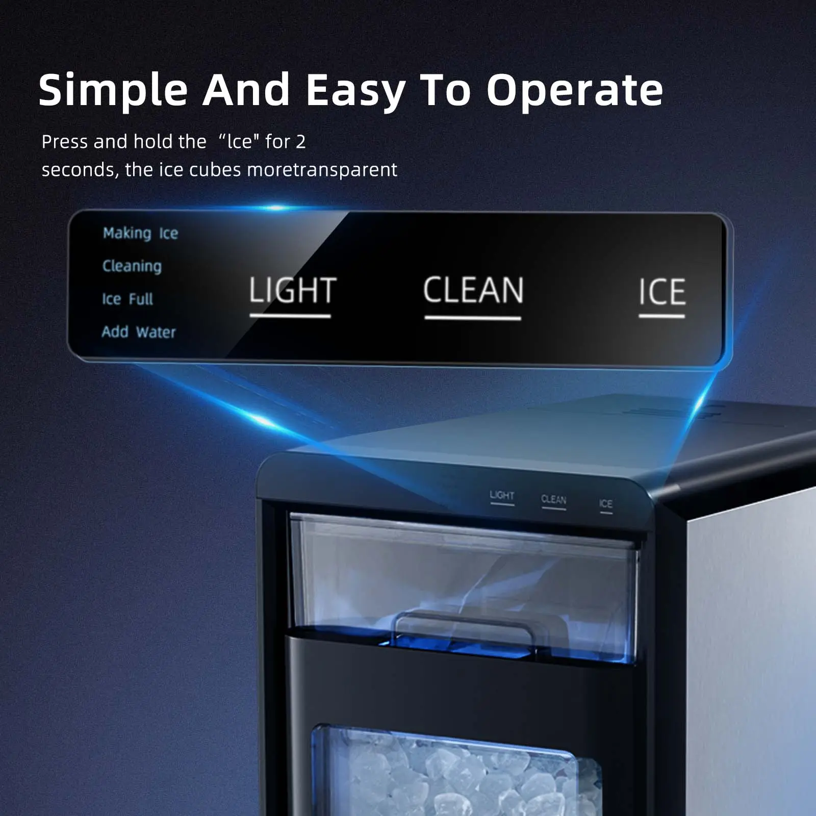 Ice Maker Machine – Makes 45 lbs/Day with Fast 10–15 Min Ice, Self-Cleaning & 24H Timer for Home, Bar & Parties