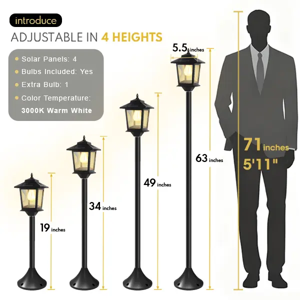 2-Pack Solar Lamp Posts | Waterproof Outdoor Floor Lights for Patio & Garden
