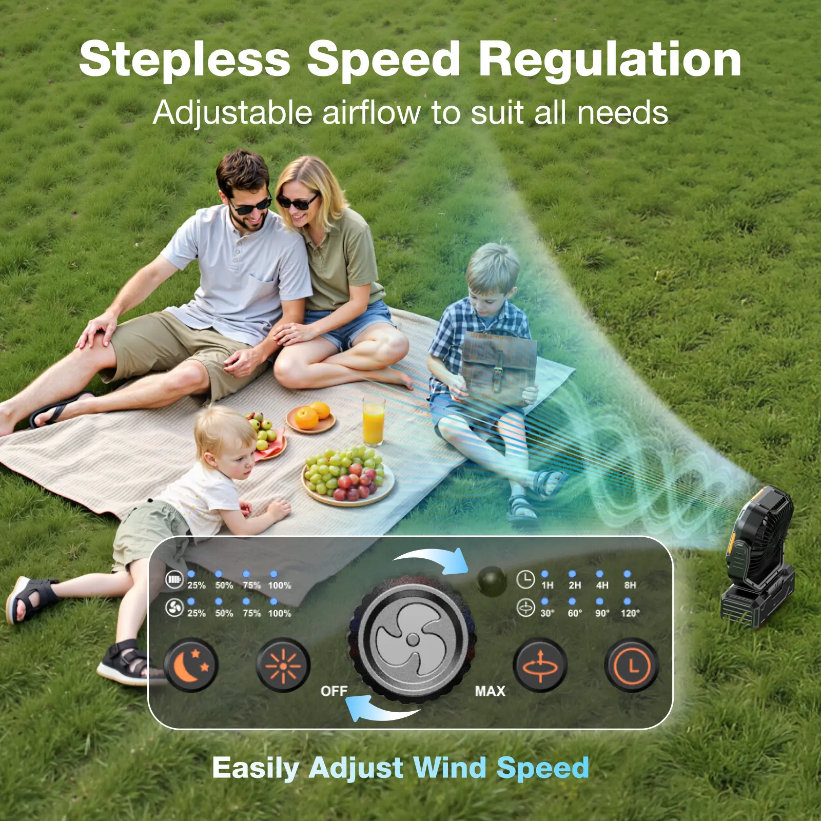 2026 Upgraded Camping Fan, 30000mAh Rechargeable Fan with LED Lights & 270° Pivot, Remote Control Shaking Head Desk Fan for Tent Travel Home Multifunction Outdoor Activities #Summervibes