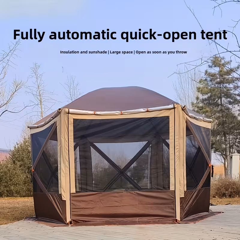 Hexagonal Tent Large Canopy Quick-Opening Automatic Sunshade Tent Beach Yurt Camping Outdoor Large Tent