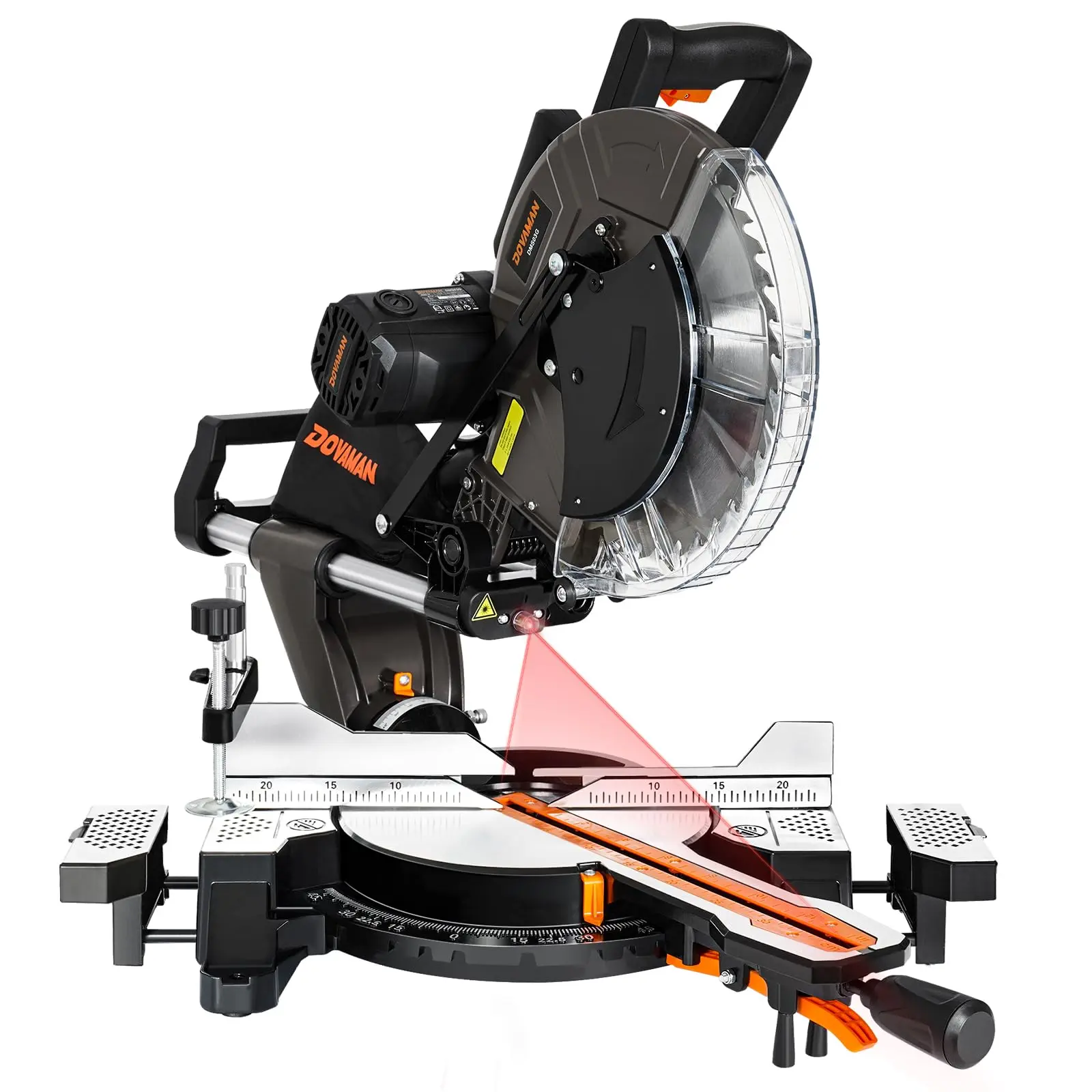 12 Inch Dual-Bevel Miter Saw 15-Amp 3800RPM, Ambidextrous Operation, 4.2x13in Cutting Capacity, Laser Guide, 0-45° Bevel & Miter Cut