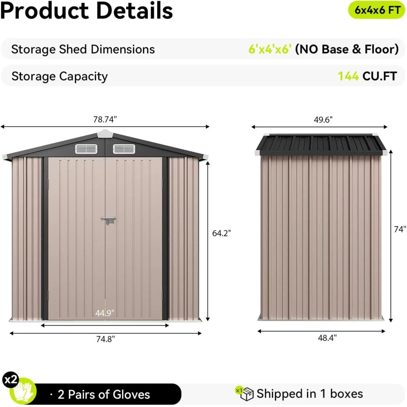 Outdoor Storage Shed Metal Garden Tool Shed with Sloping Roof Lockable Door for Patio Lawn Backyard Black Organizer for Garden Tools & Shelf Organization