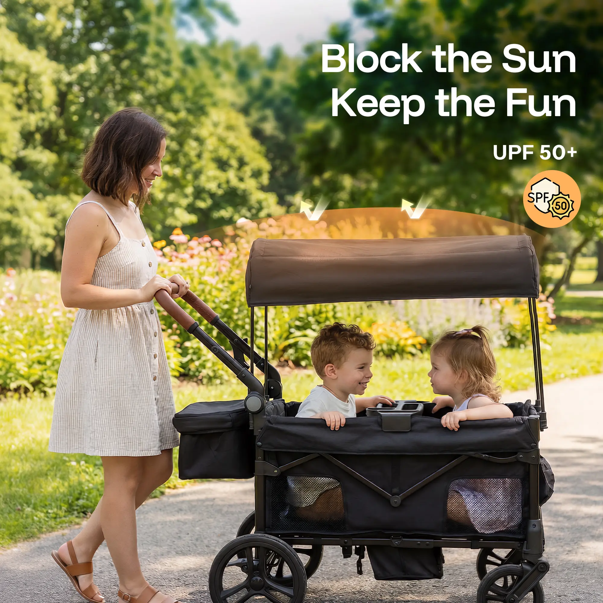 Lightweight Folding Adjustable 2-Seat/4-Seat Travel Stroller, Canopy, Push-Pull Handle, EVA Foam All-Terrain Wheel, Large Storage, Outdoor/Camping Use, Lightweight Travel Stroller, Adjustable Stroller,summerwins