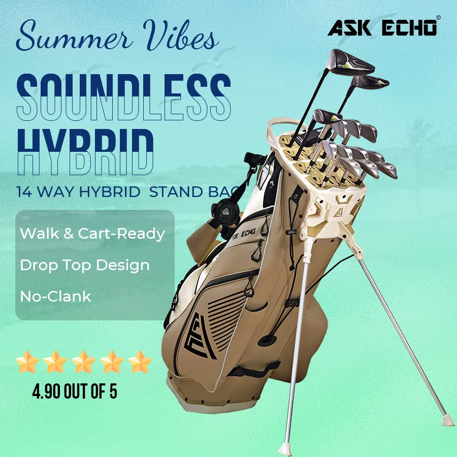 Golf Soundless Hybrid Stand Bag ST-LOCK Mecha 14 Way Dividers Quiet Bag / Toasted Almond