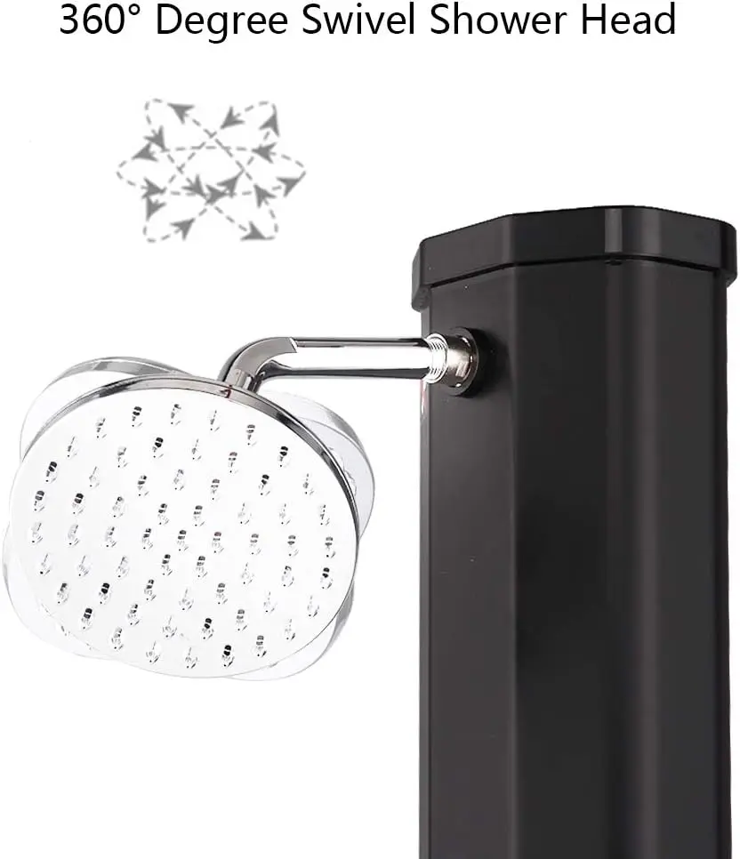 Solar Heated Shower, 9.3 / 5.5 / 10.6 / 16 / 2.3 Gallon Outdoor Shower with Shower Head and Foot Shower Tap，for Outdoor Backyard Poolside Beach Pool Spa