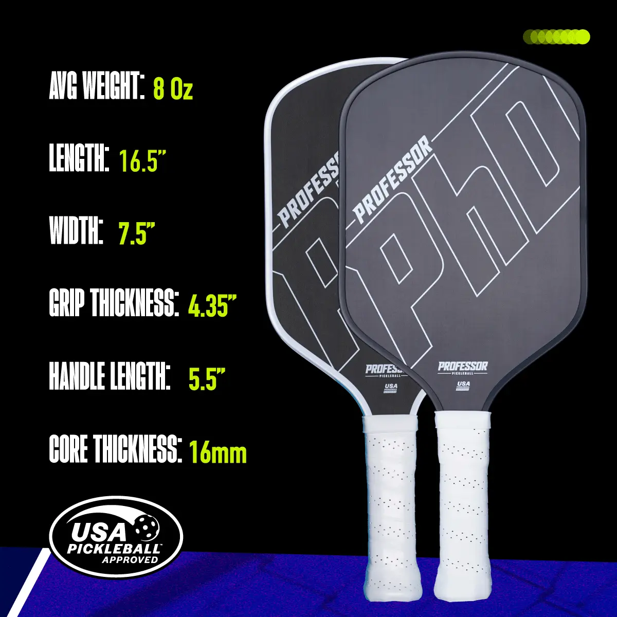 Raw Carbon Fiber Pickleball Paddle - 16MM - USA Pickleball Approved - Honeycomb Core - Power & Control