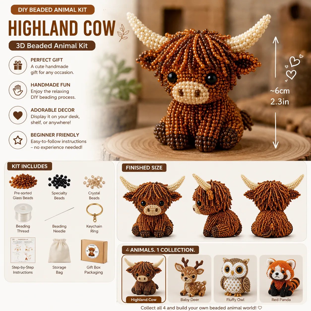 Tiny 3D Beaded Animal DIY Kit