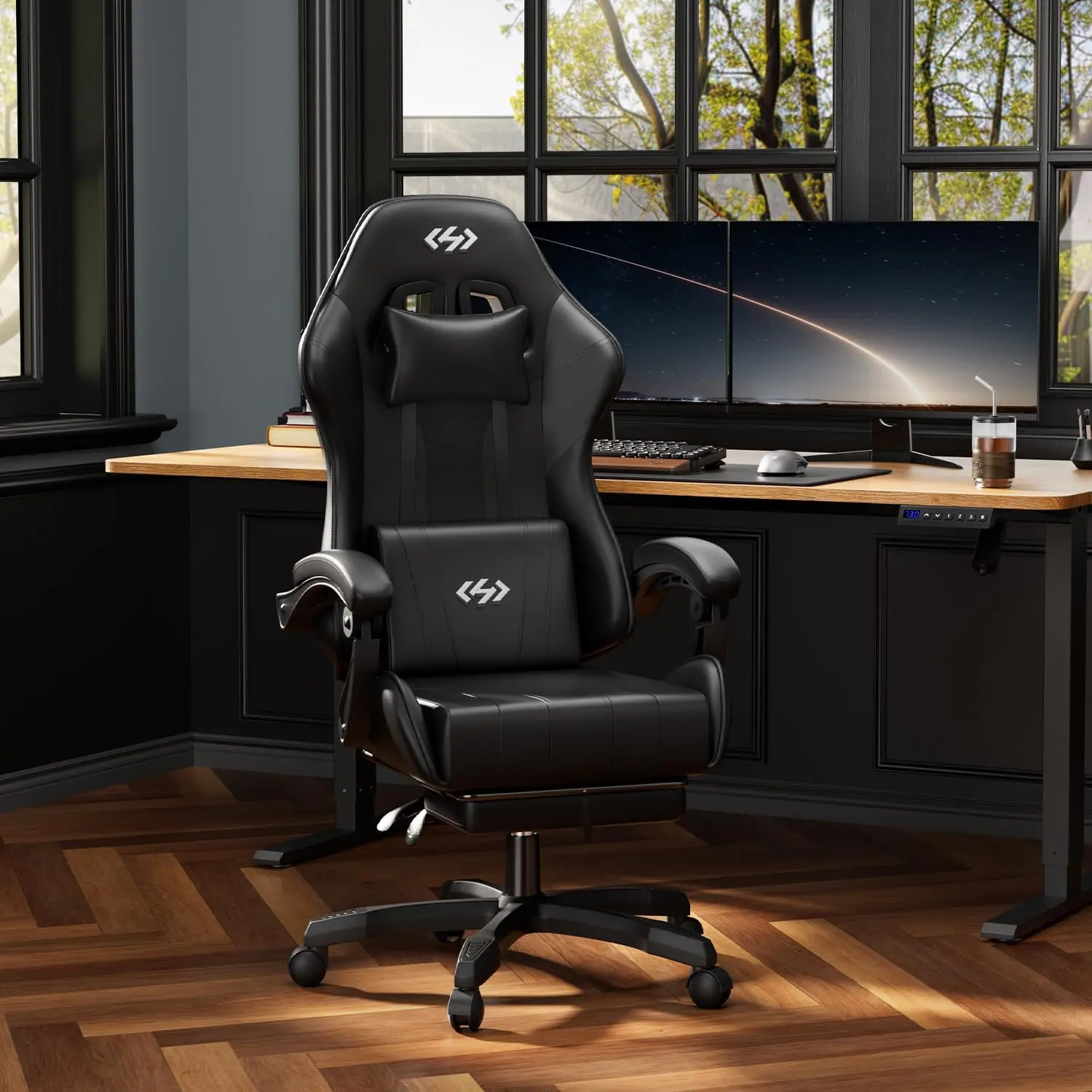 Ergonomic Gaming Chair – Adjustable Reclining Office Chair with Lumbar Support, Footrest & Headrest for All-Day Comfort