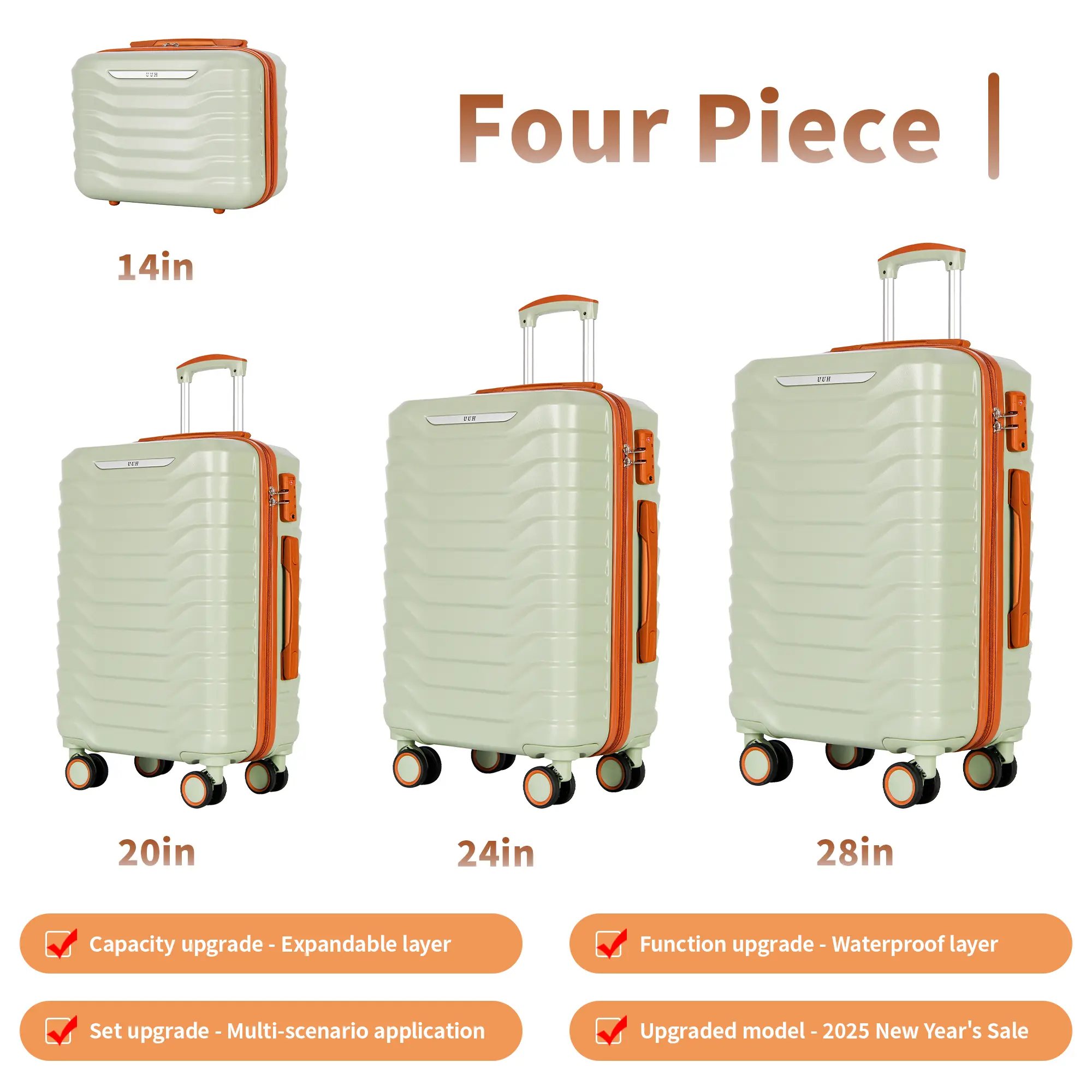 Expandable Luggage Sets 9pcs/8pcs/7pcs/4pcs Suitcase Sets With Water-Proof and Expandable Layer Makeup Bag Side Hooks And TSA Lock