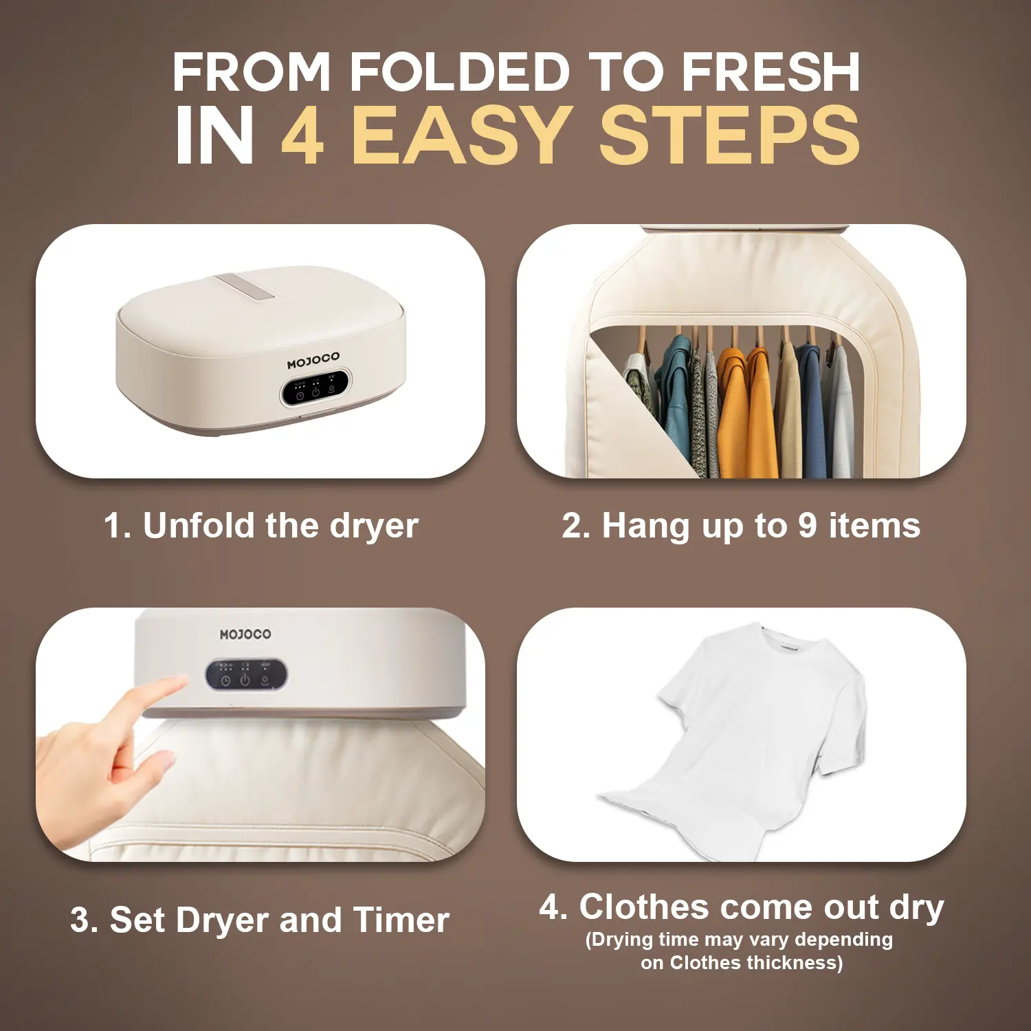 Portable Clothes Dryer – 600W Mini Hanging Dryer with Drying Bag, Perfect for Apartments, Dorms & RVs