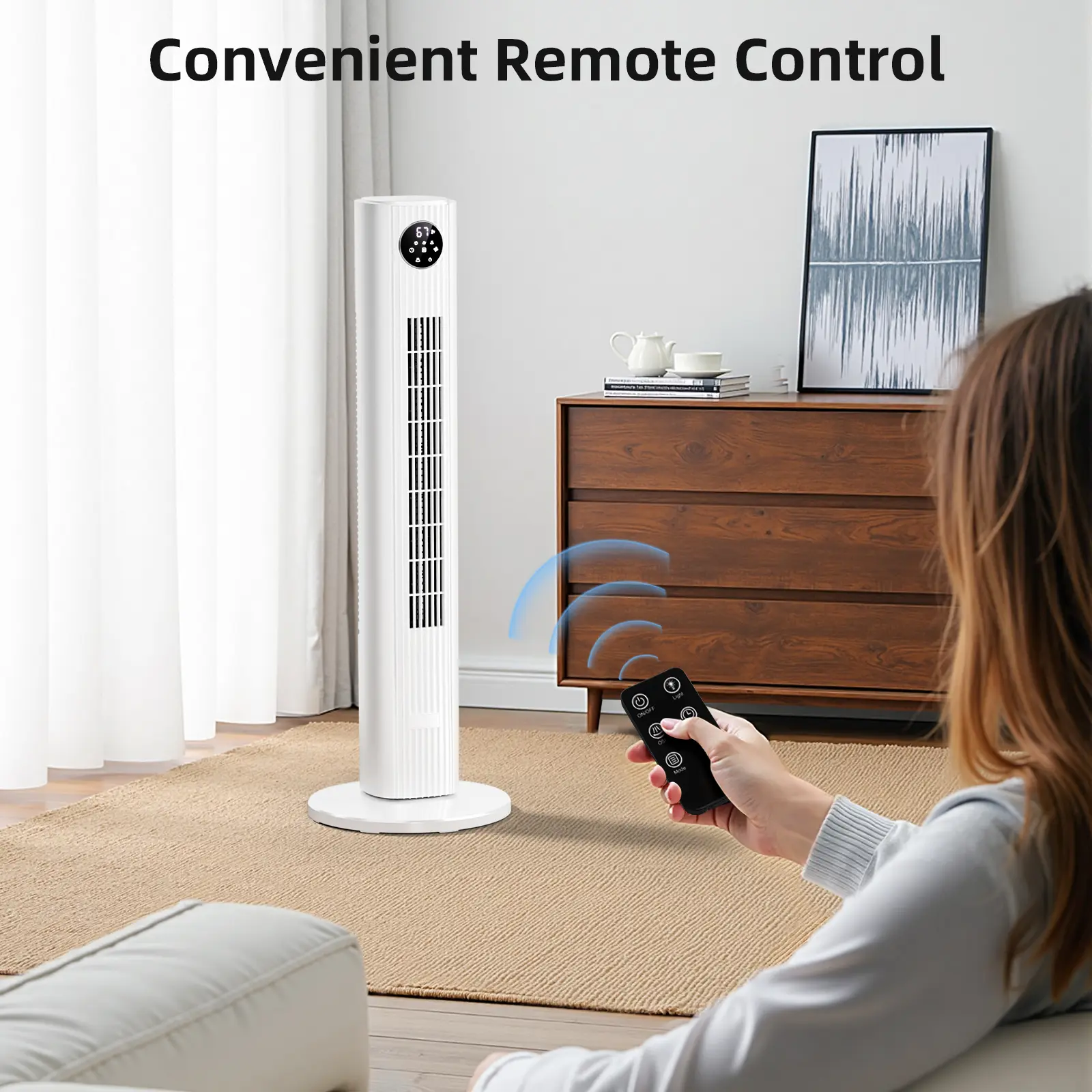 Tower Fan - Bladeless, Remote Control, 85° Oscillation