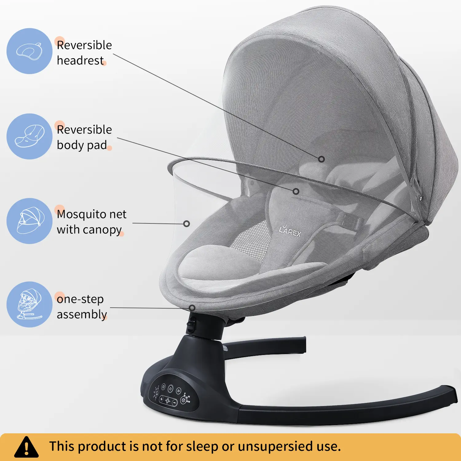 Baby Swing for Infants | Electric Bouncer for Babies,Portable Swing for Baby Boy Girl,Remote Control Indoor Baby Rocker with 5 Sway Speeds,1 Seat Positions,10 Music and Bluetooth Summer Vibes