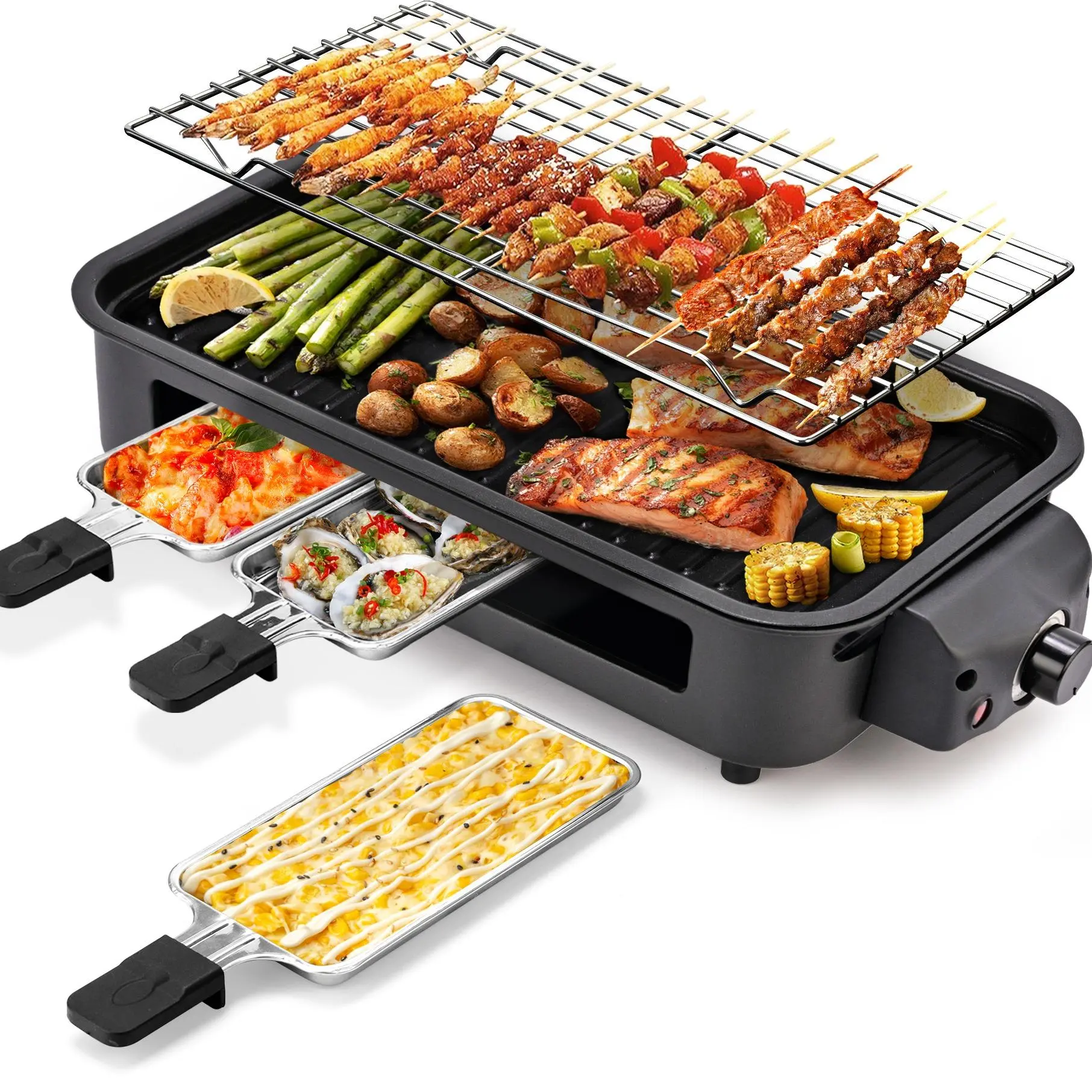 2-in-1 Smokeless Electric Indoor Grill