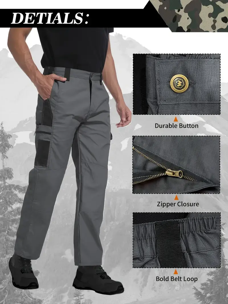 Men's Solid Color Tactical Work Pants,230g/m² new fabric