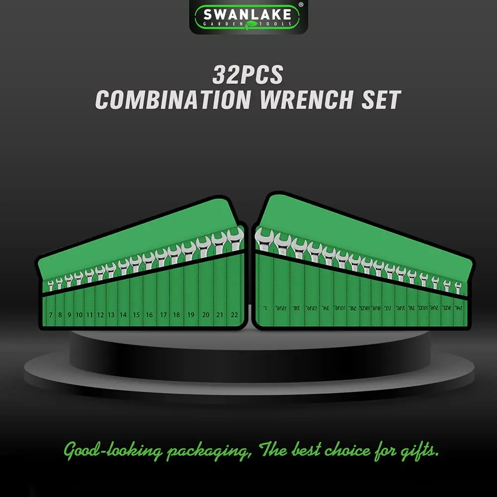 32-Piece Combination Wrench Set, SAE and Metric