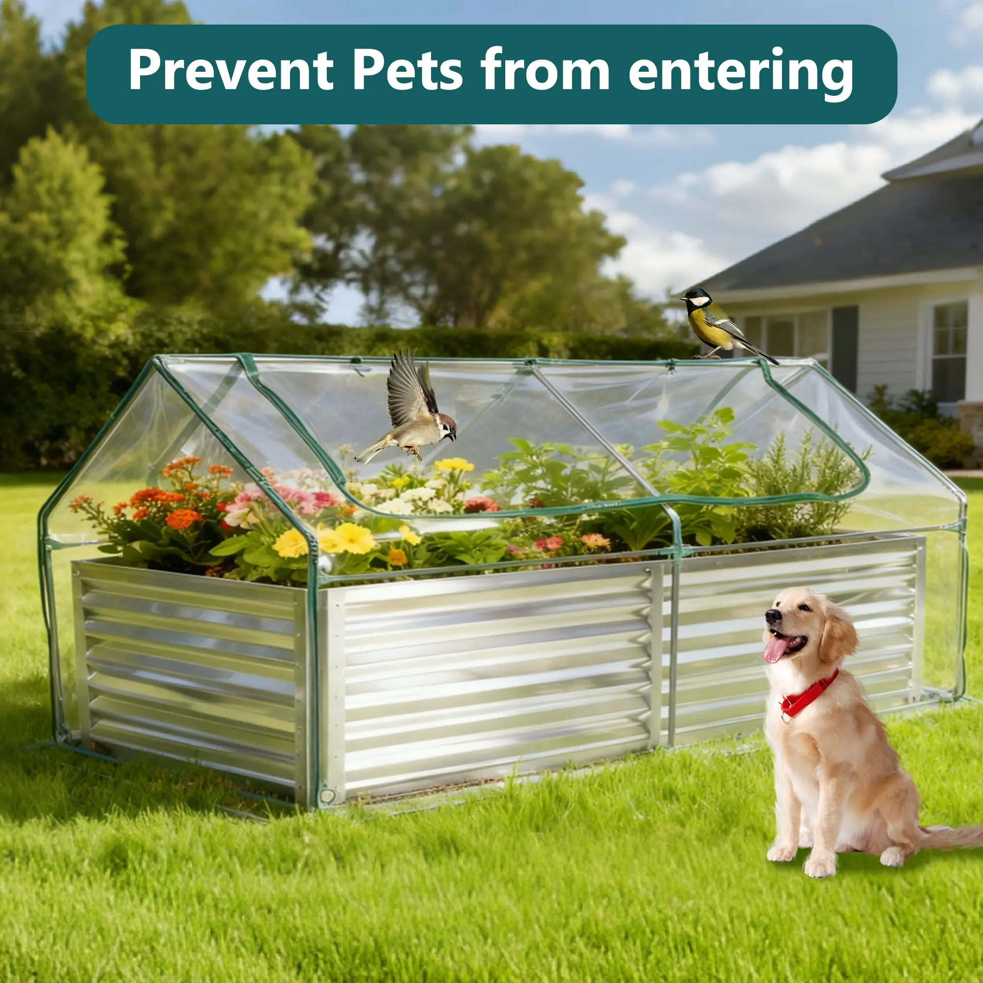 Raised Garden Bed with Waterproof Cover – Cold-Resistant Planter Box for Vegetables, Herbs & Flowers