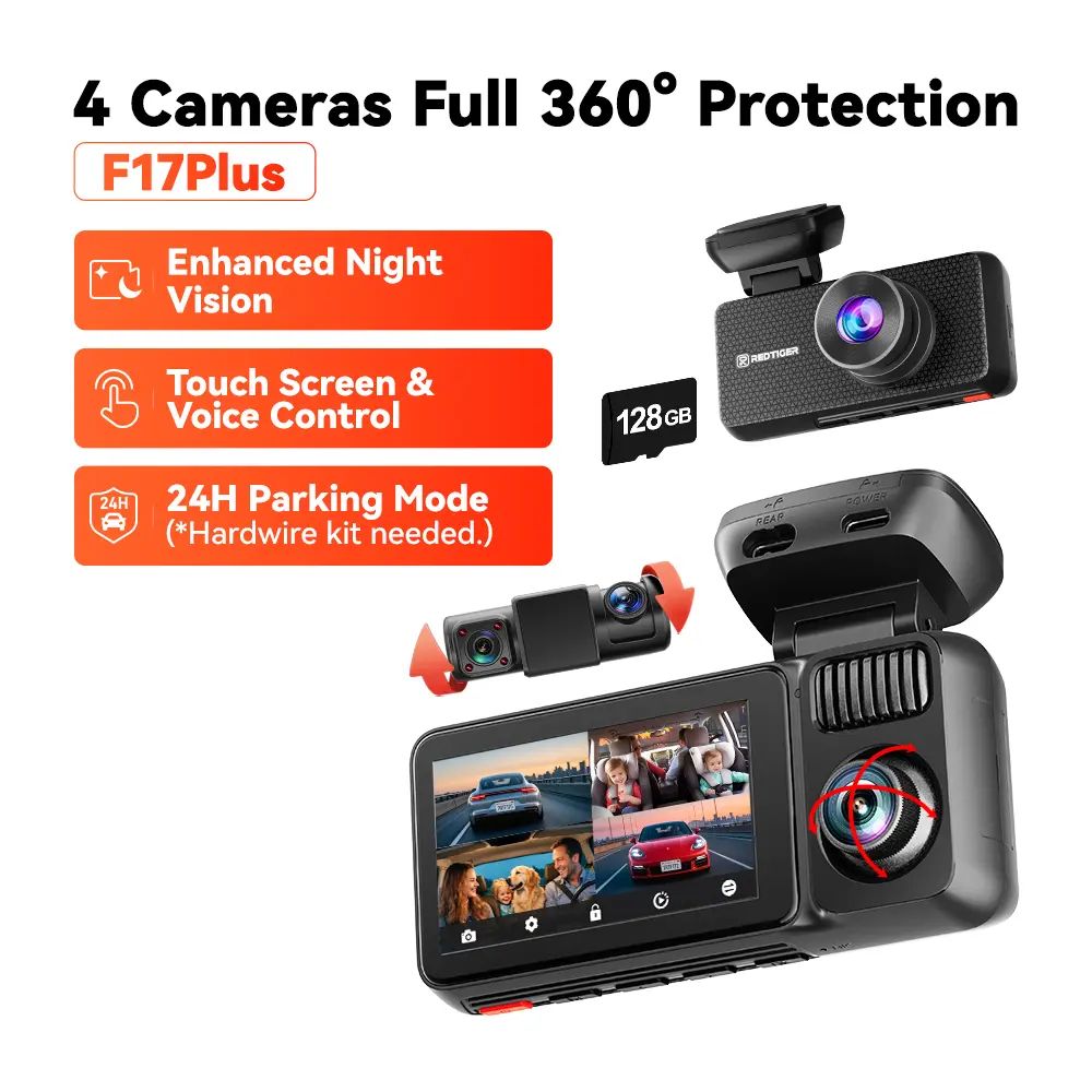 F17 4K 3-Channel Dash Cam with 5GHz WiFi GPS