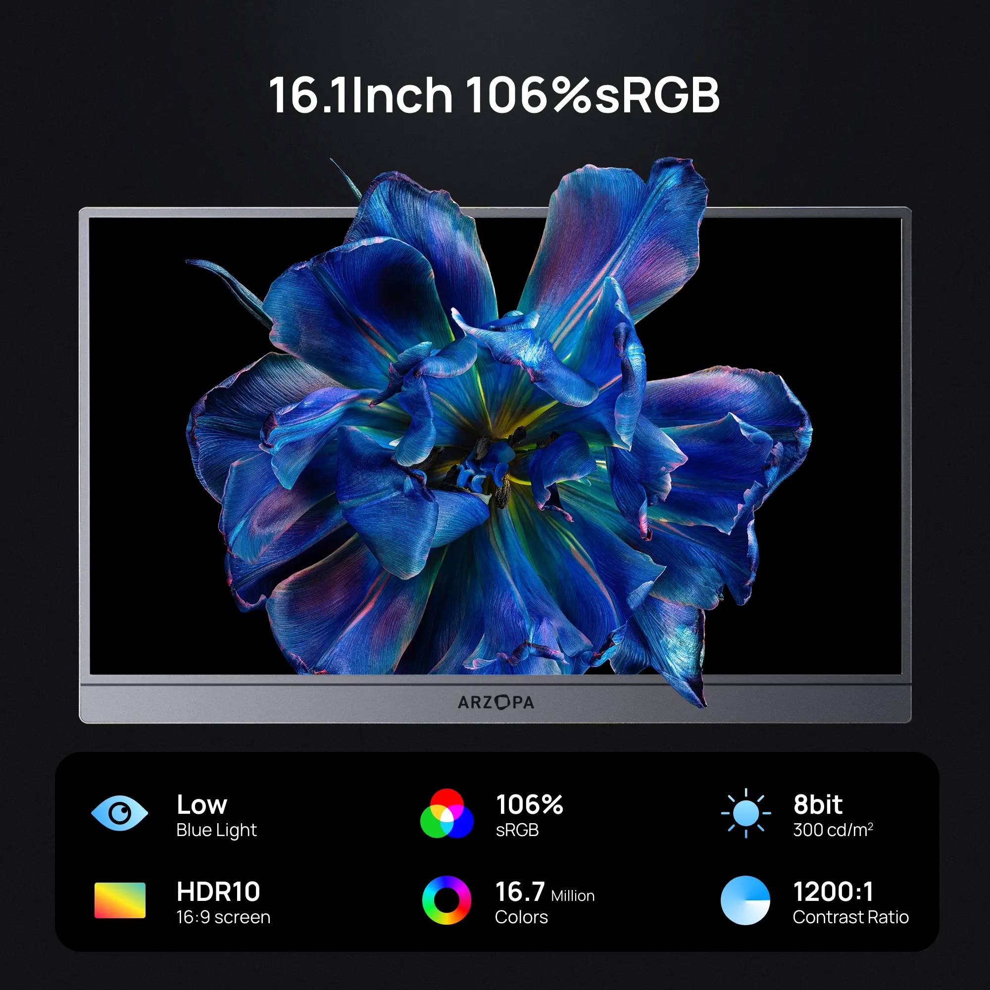 16.1'' Portable Gaming Monitor – 144Hz FHD Display with Kickstand, Perfect Second Screen for Gaming & Work